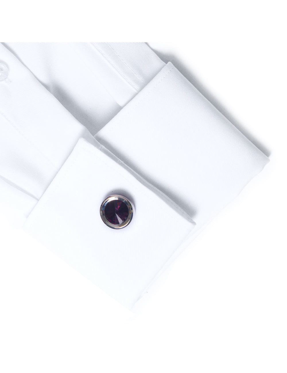 Purple Crystal in Round Silver Cufflink