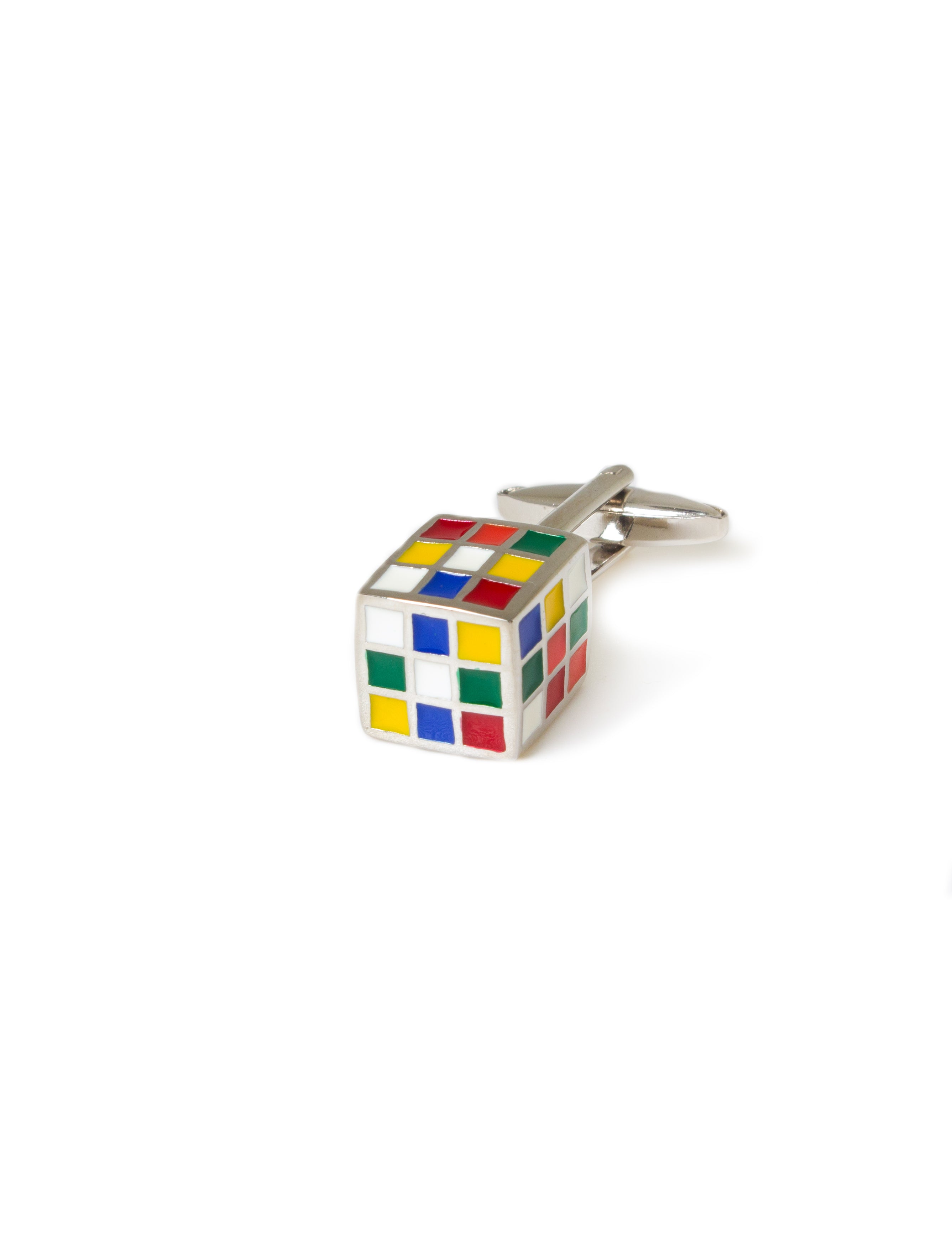 Rubik Cube with Silver Frame Cufflink