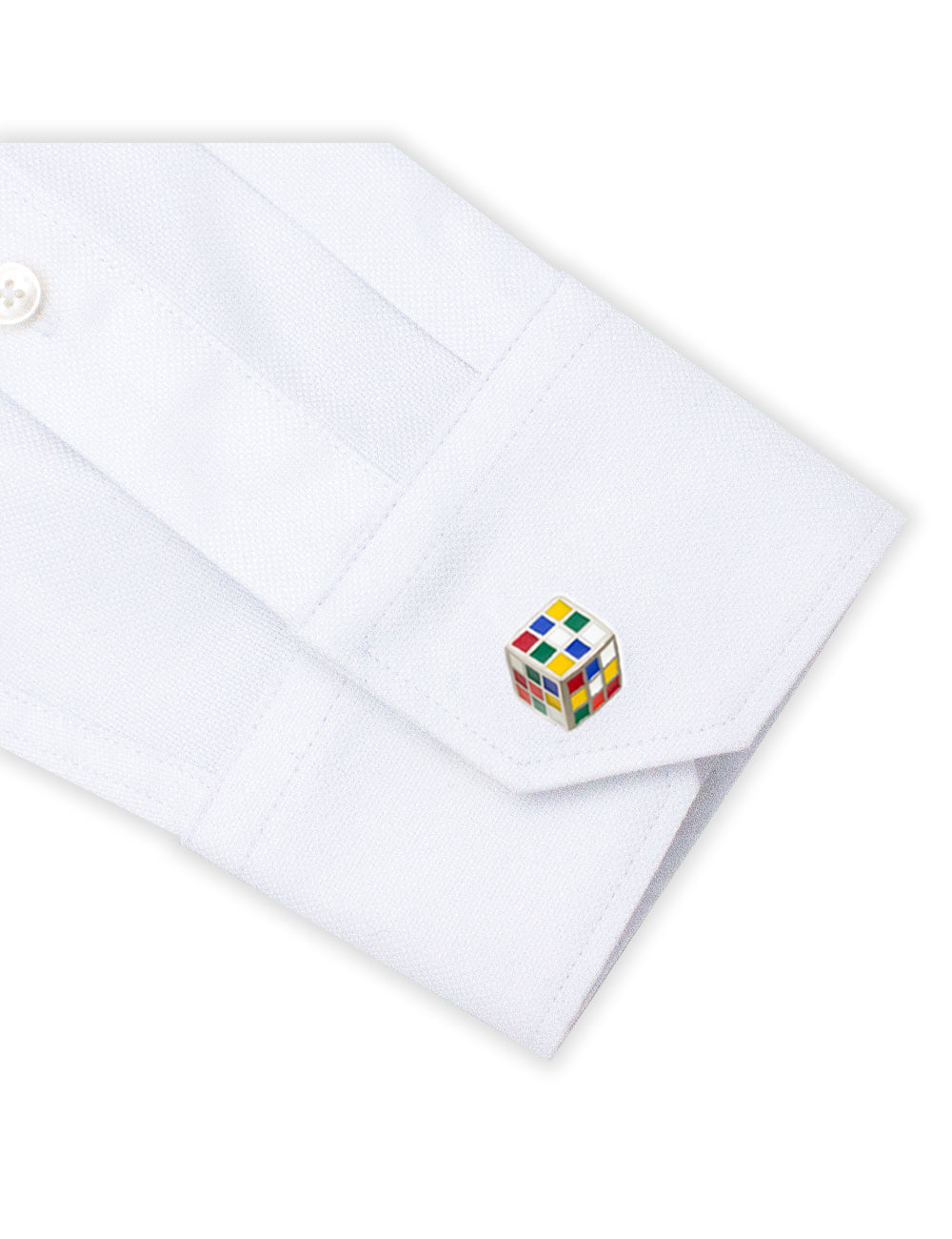 Rubik Cube with Silver Frame Cufflink