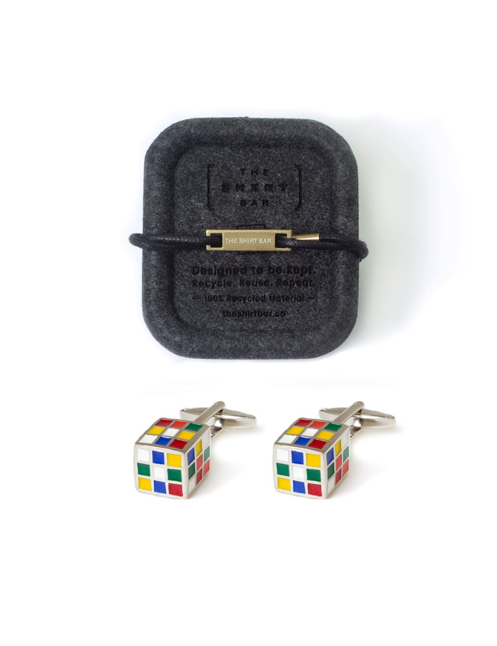 Rubik Cube with Silver Frame Cufflink