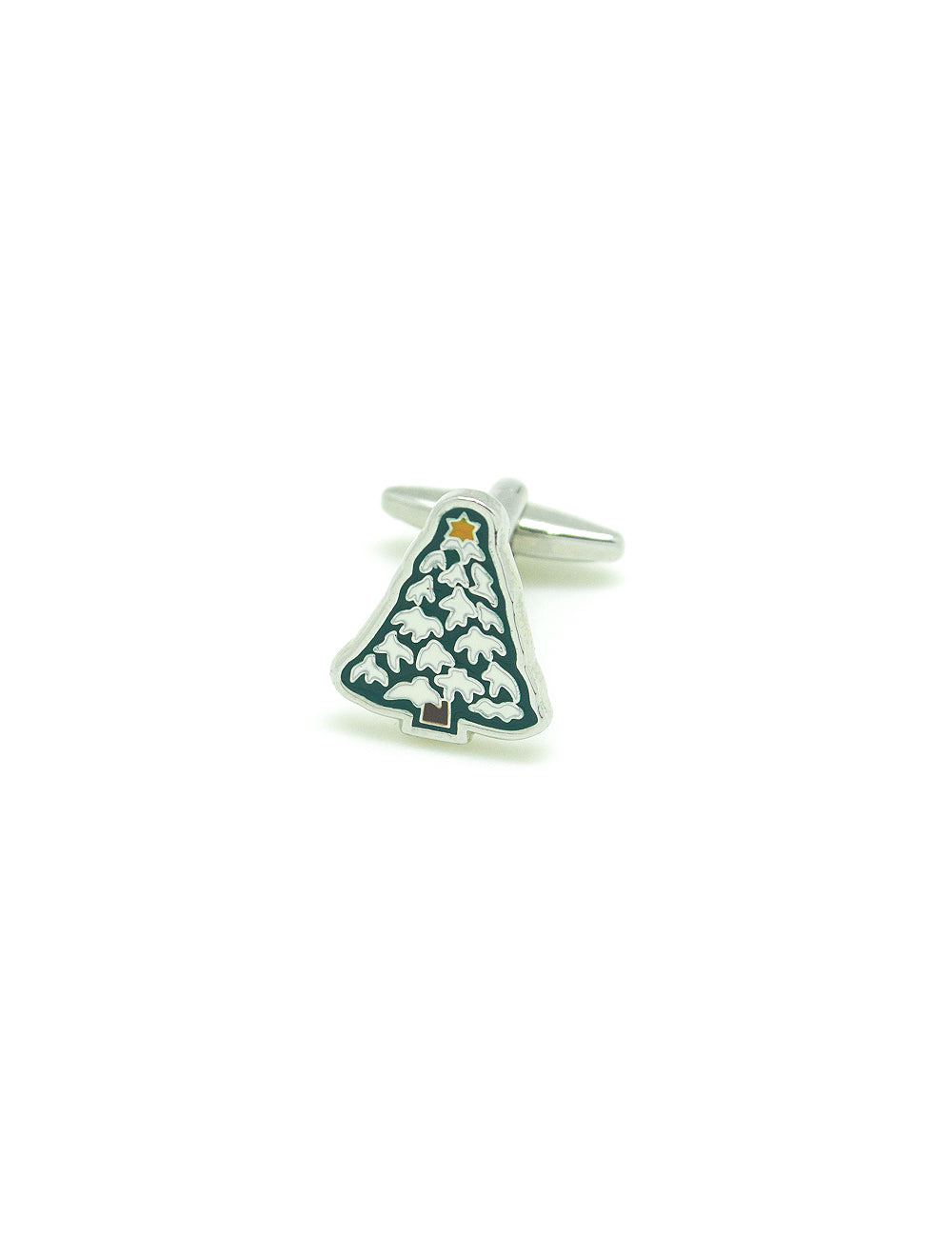 Green and White Christmas Tree Cufflink