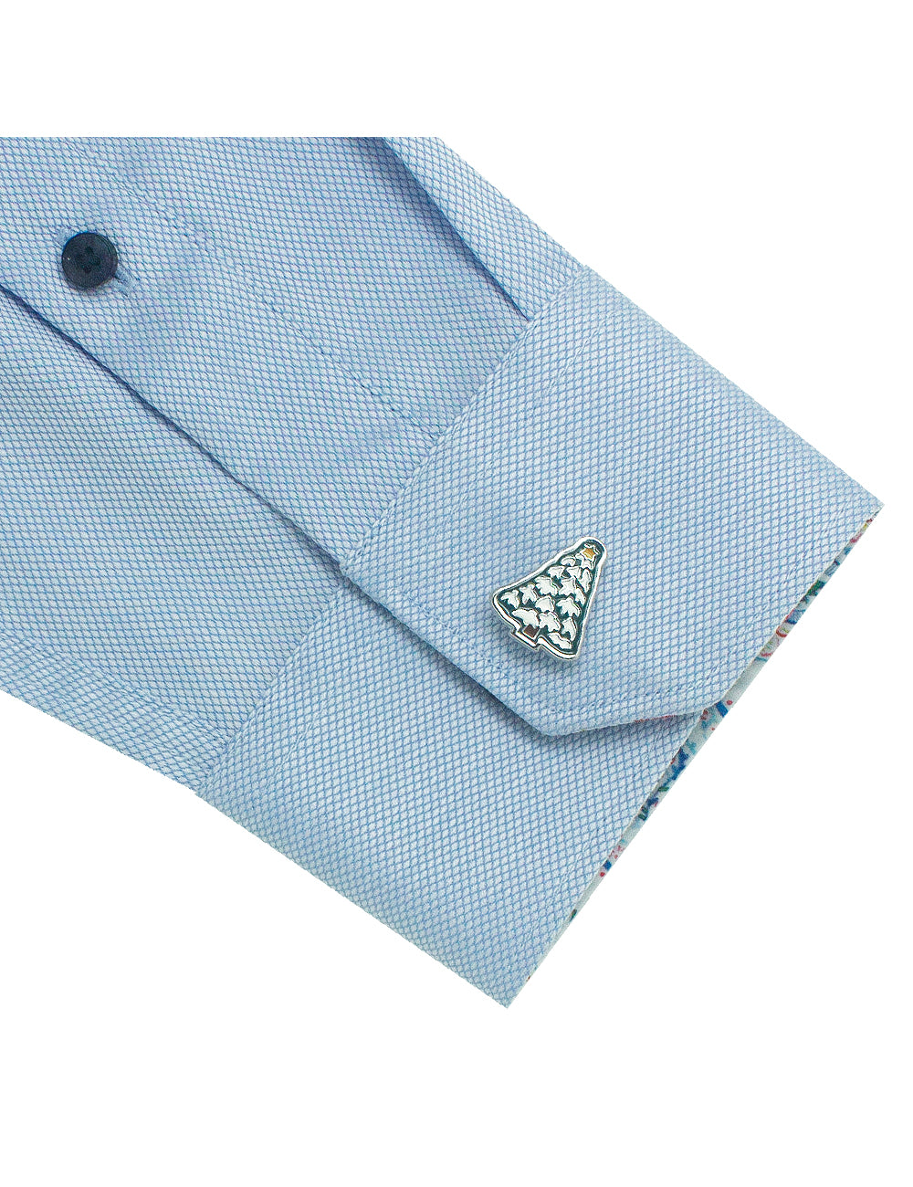 Green and White Christmas Tree Cufflink