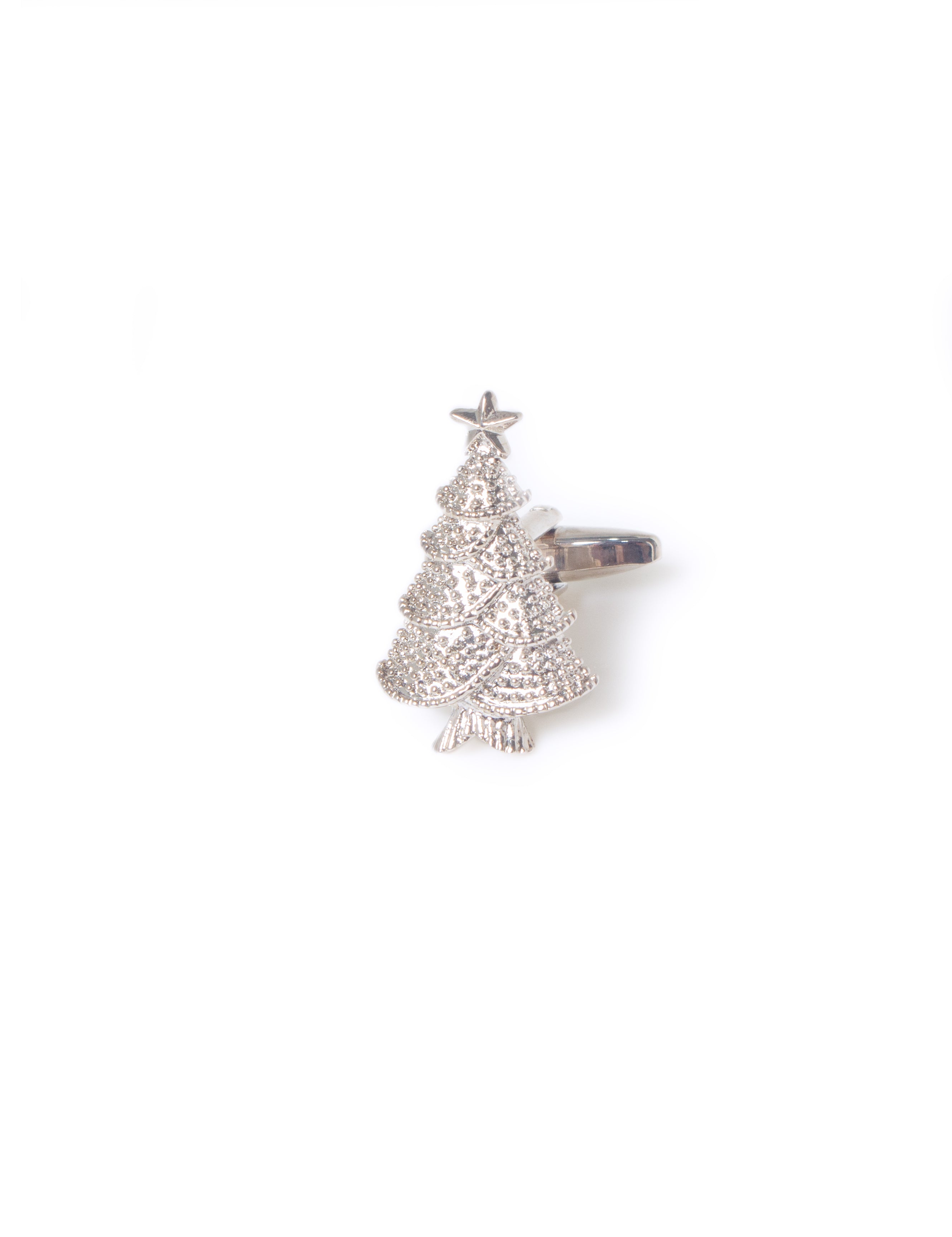 Classic Silver Christmas Tree Cufflink