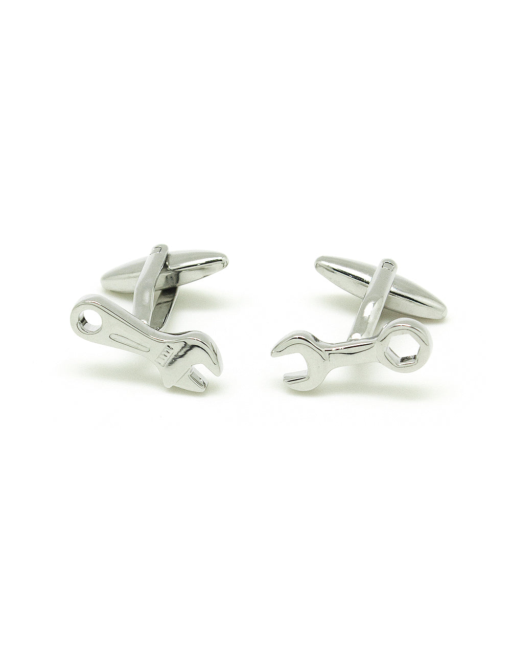 Silver Spanner and Adjustable Wrench Set Cufflinks