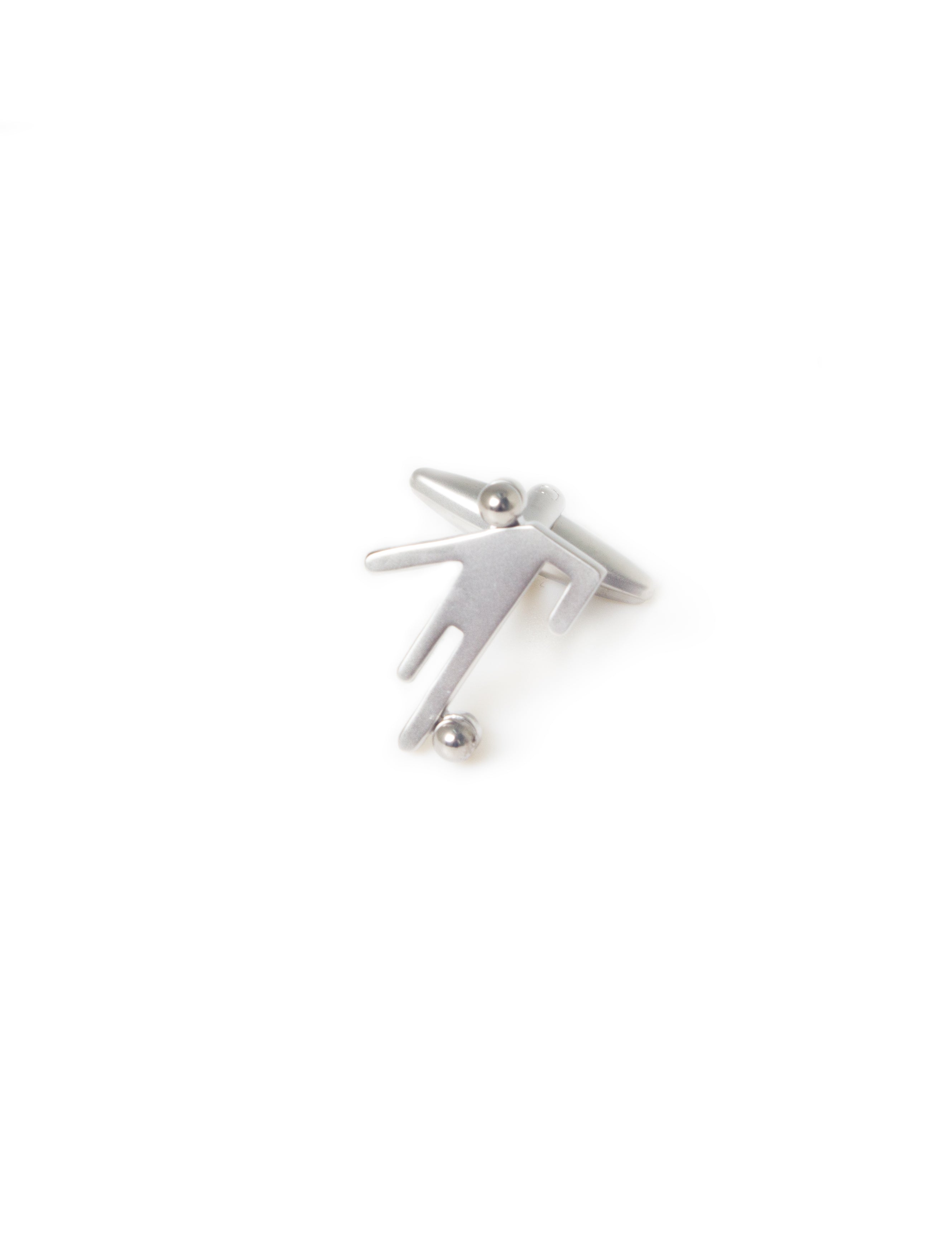 Brushed Silver Football Player Cufflink