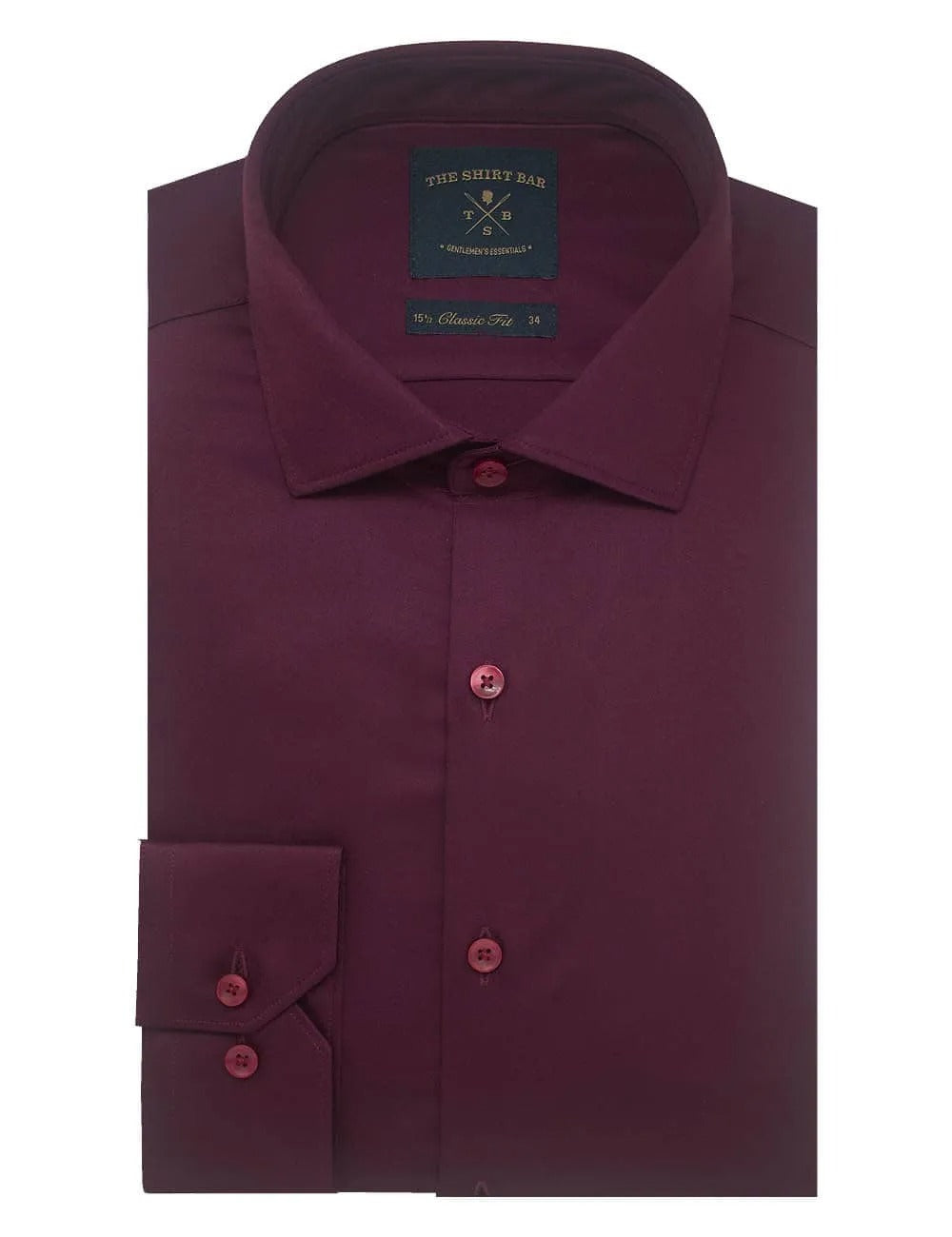 Solid Red Twill Eco-ol Bamboo Stretch Modern / Classic Fit Long Sleeve Shirt