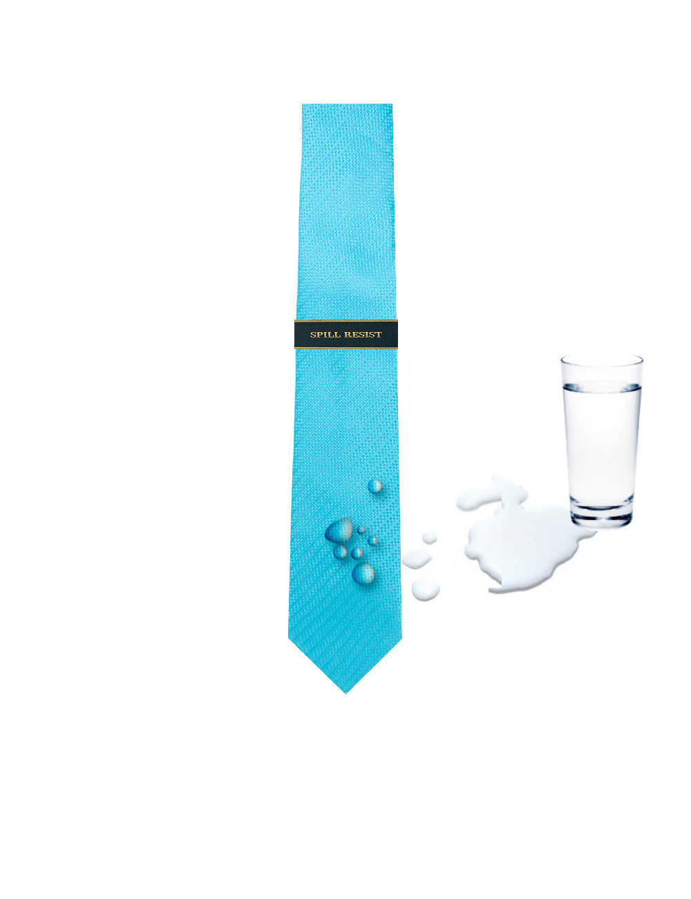 Cyan Blue Dobby Spill Resist Woven Necktie
