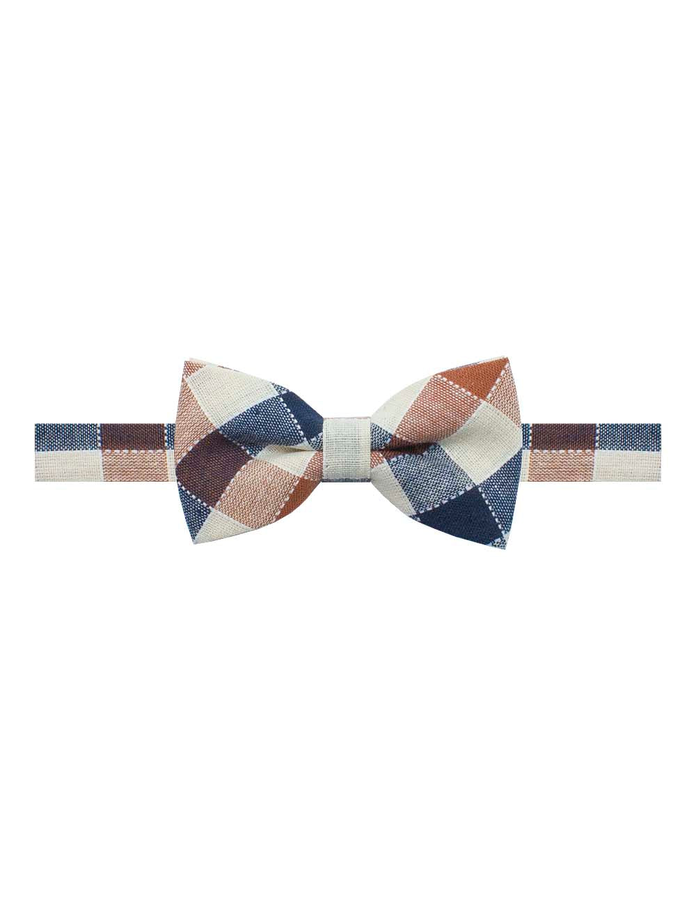 Ecru/ Navy/ Brown Checks Bowtie