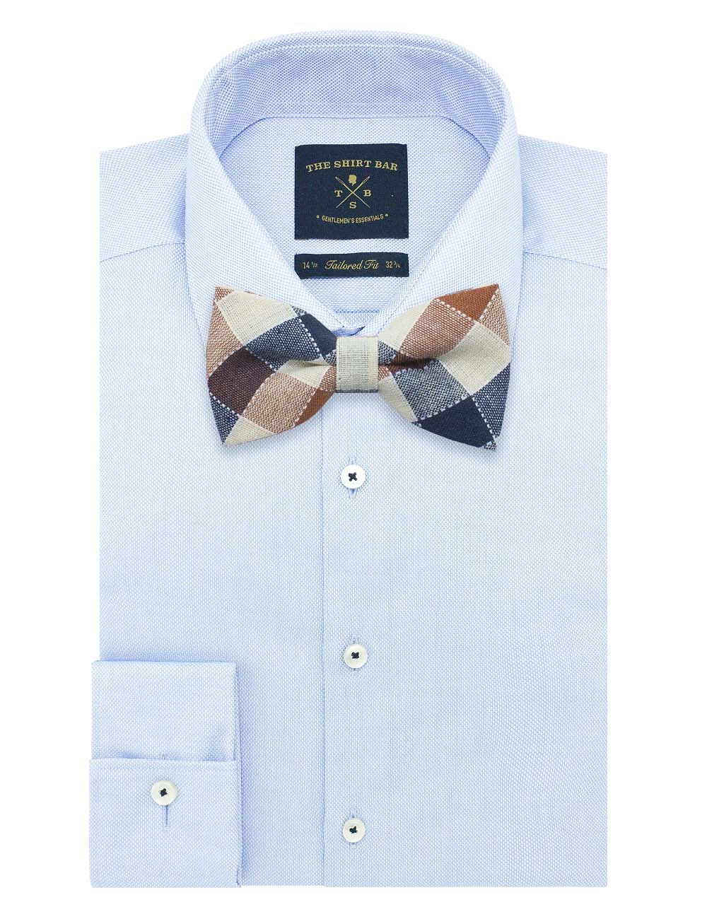 Ecru/ Navy/ Brown Checks Bowtie