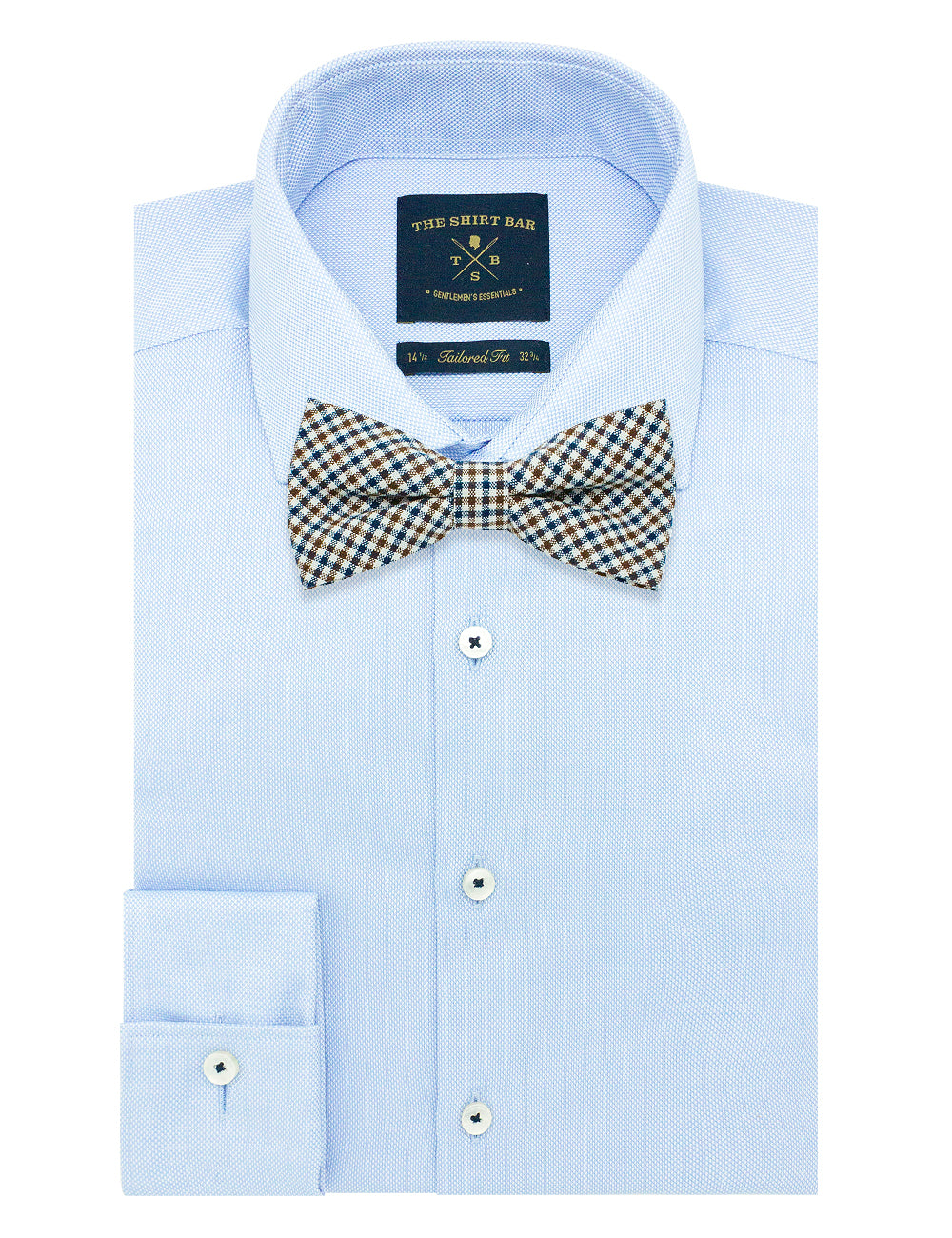 Ecru with Navy and Brown Small Checks Woven Bowtie