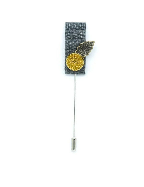 Grey with Antique Gold Leaf Lapel Pin | The Shirt Bar