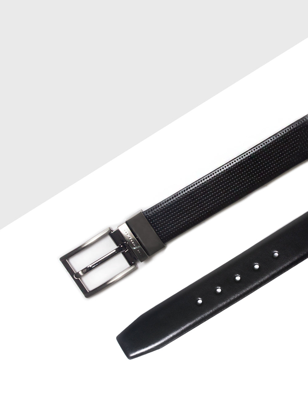 Jet Black Perforated / Jet Black Reversible Leather Belt
