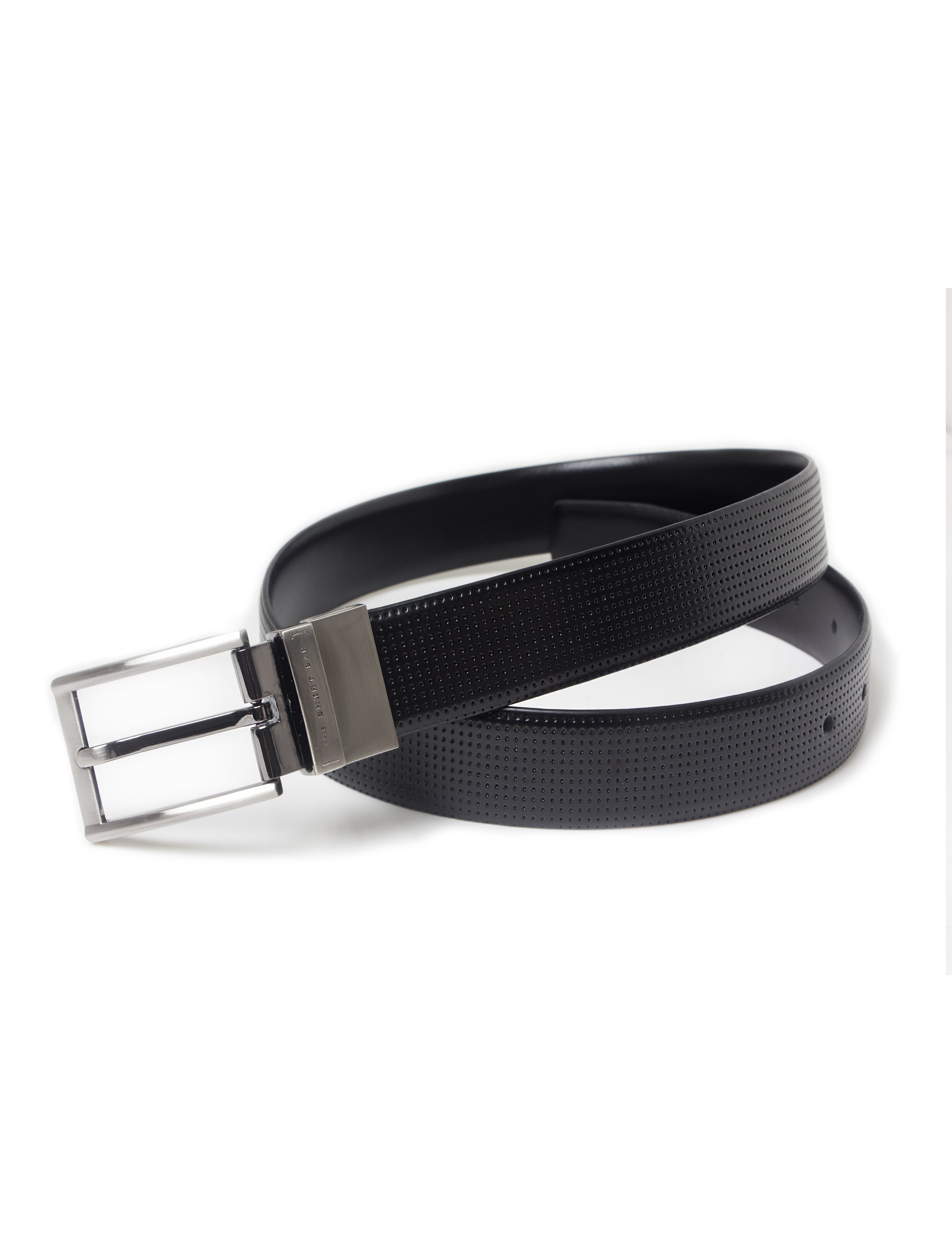 Jet Black Perforated / Jet Black Reversible Leather Belt