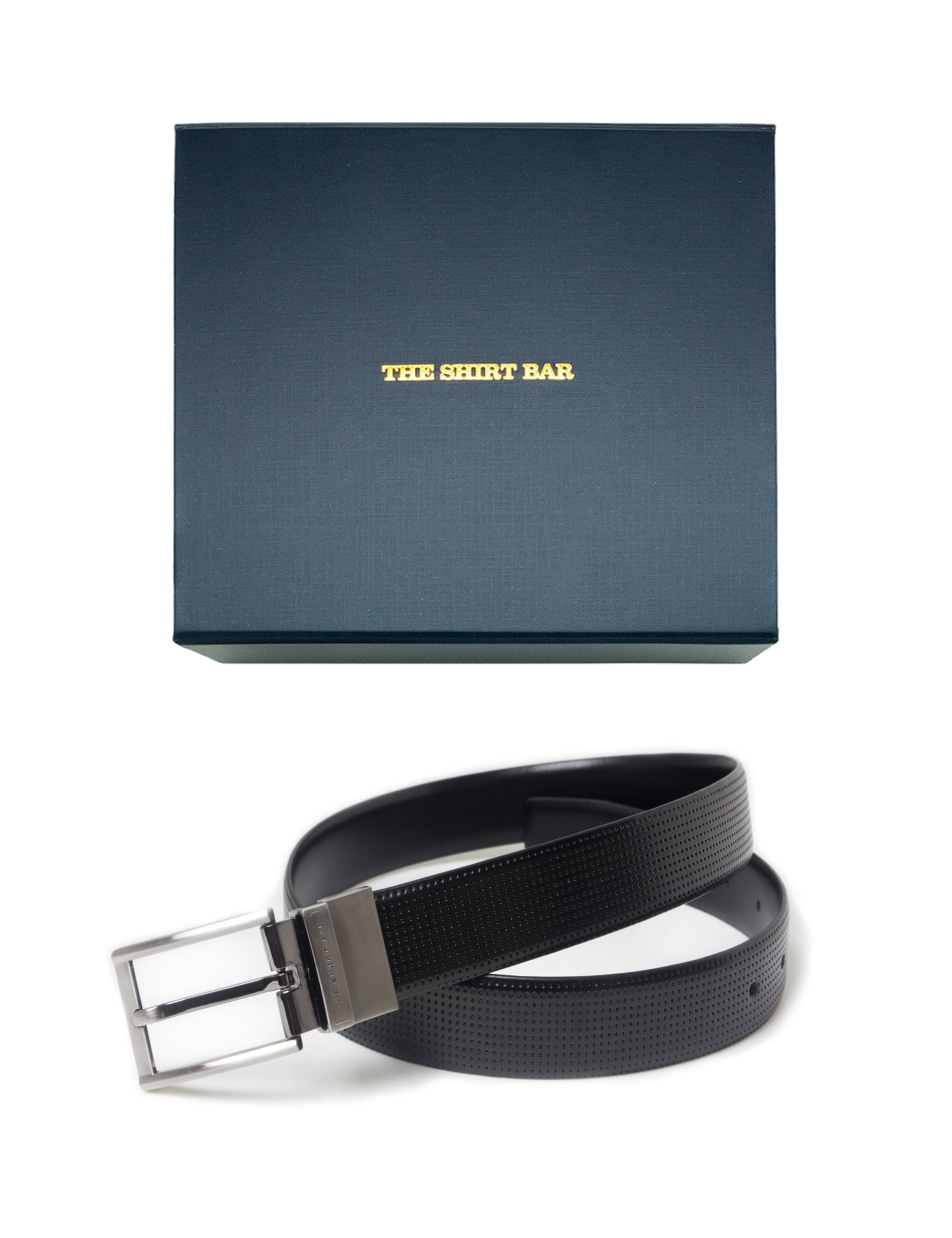 Jet Black Perforated / Jet Black Reversible Leather Belt
