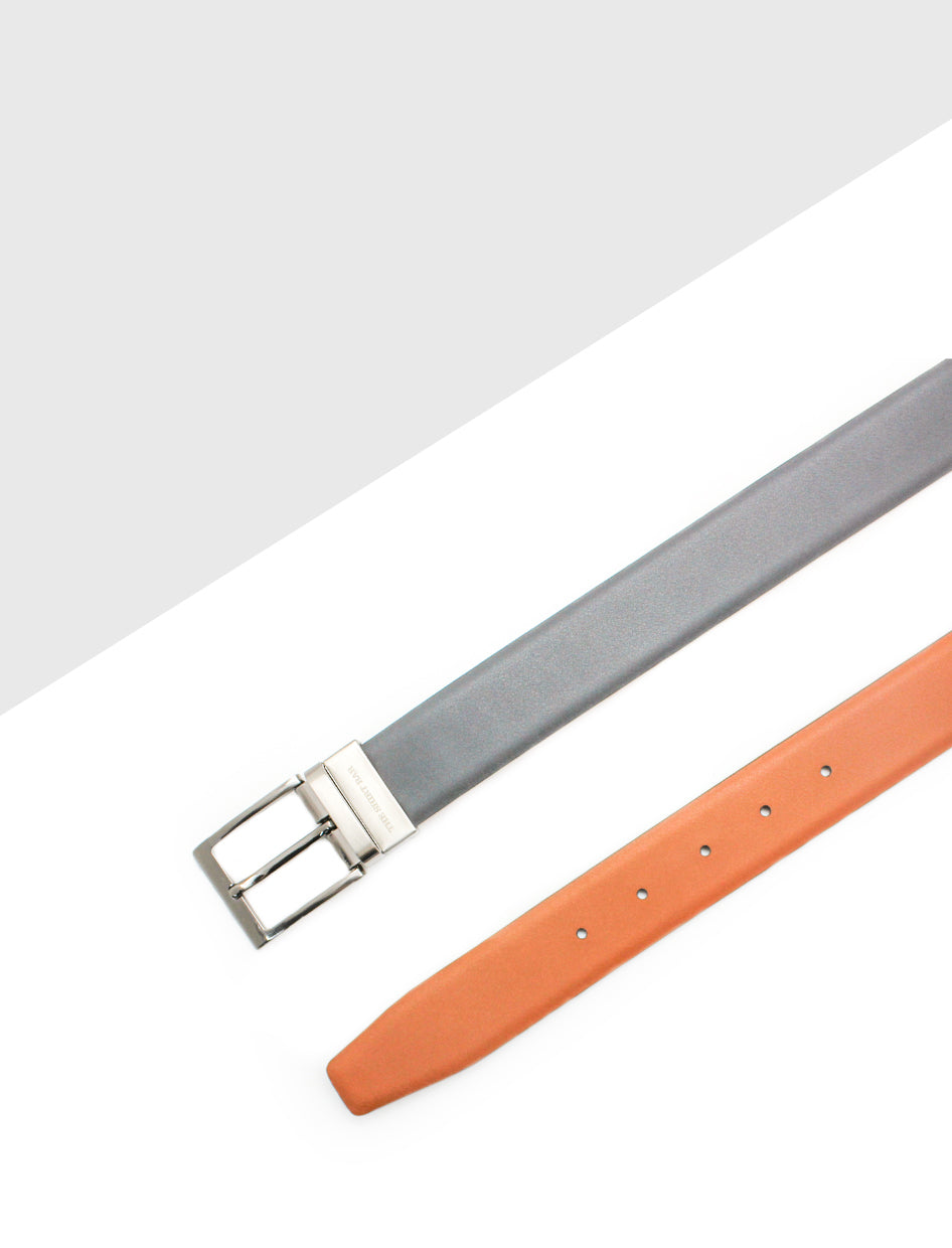 Grey / Tan Reversible Leather Belt