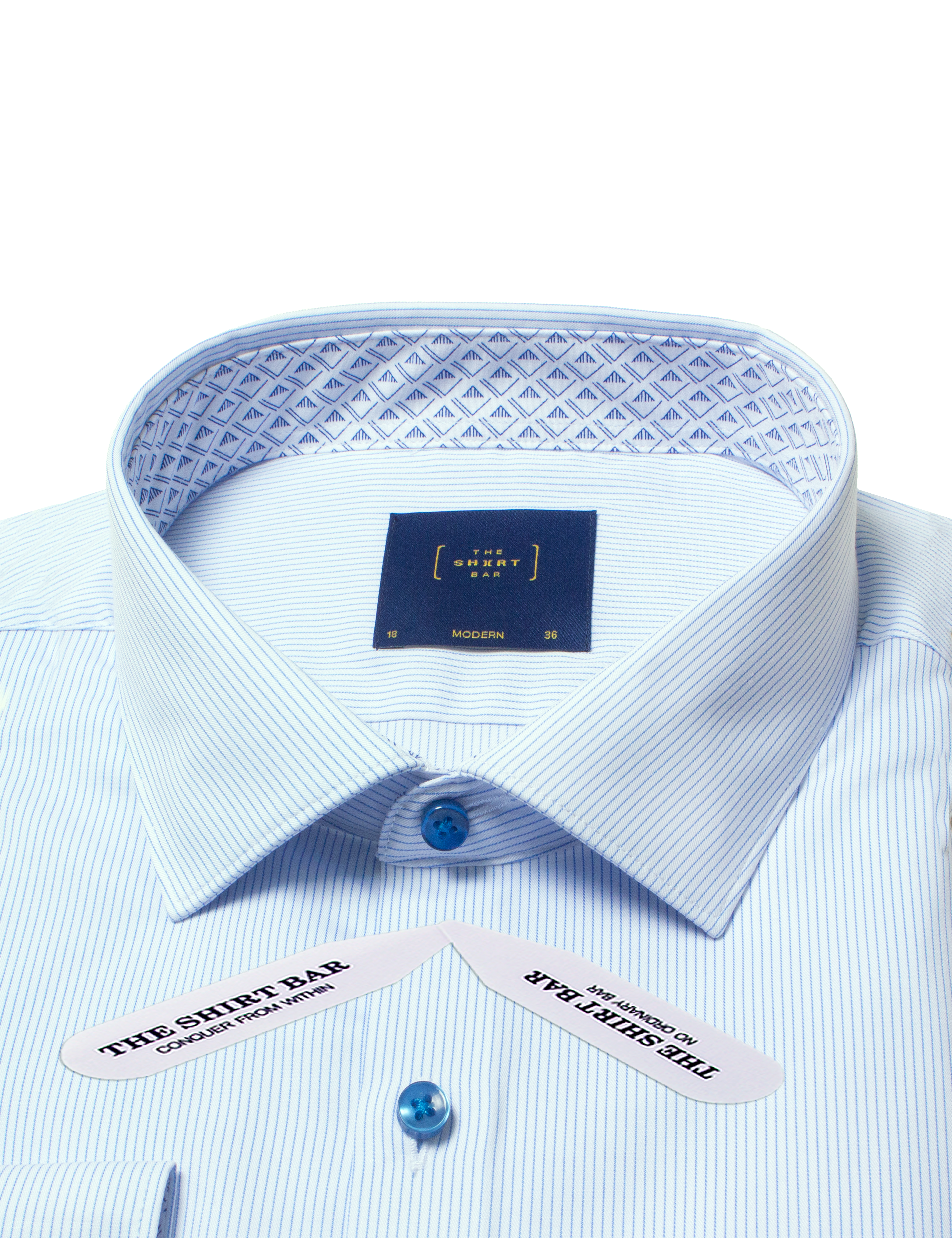 White with Blue Stripes Eco-ol Bamboo Stretch Modern Fit Shirt