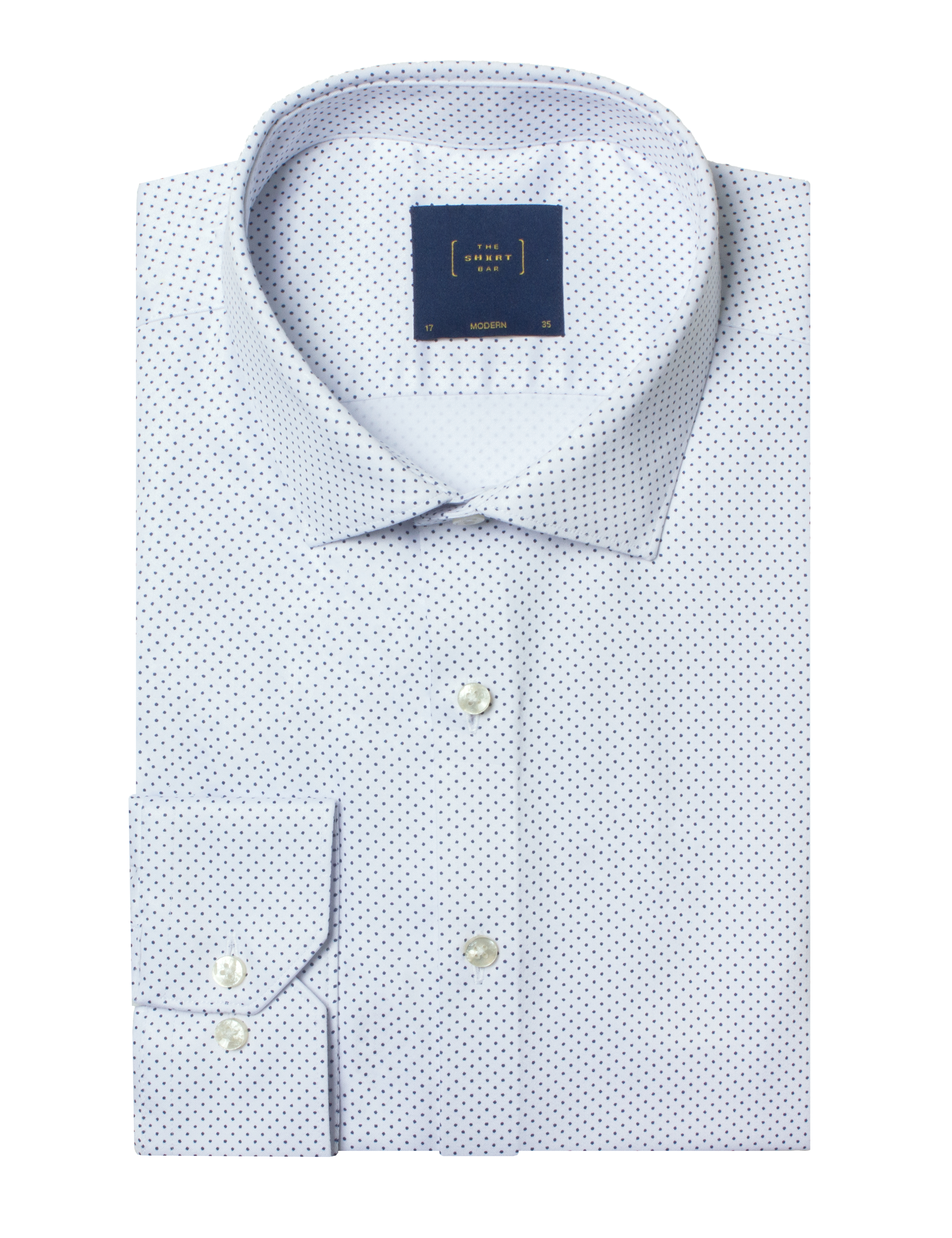 Navy Blue Polka Dots Print Eco-ol Bamboo Modern Fit Shirt