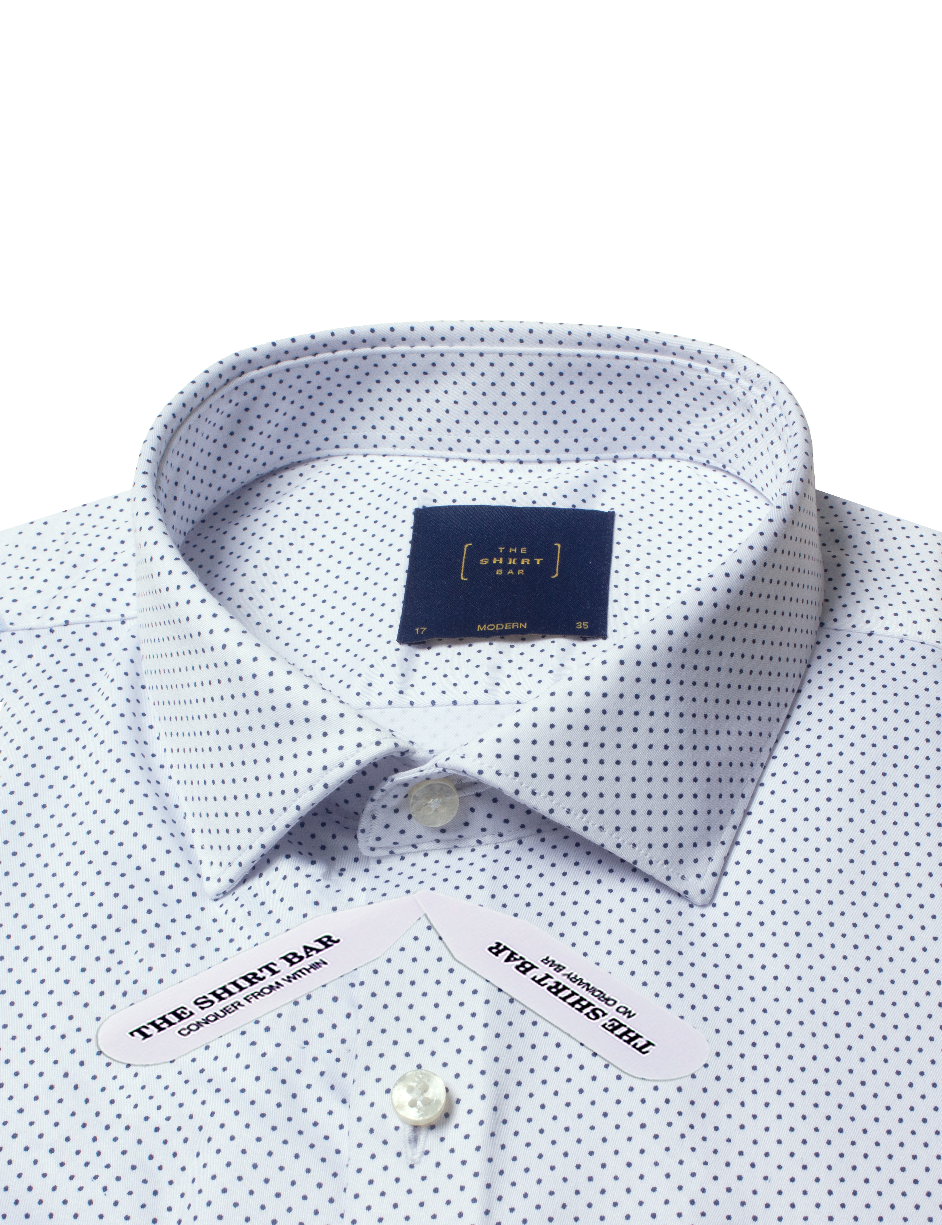 Navy Blue Polka Dots Print Eco-ol Bamboo Modern Fit Shirt