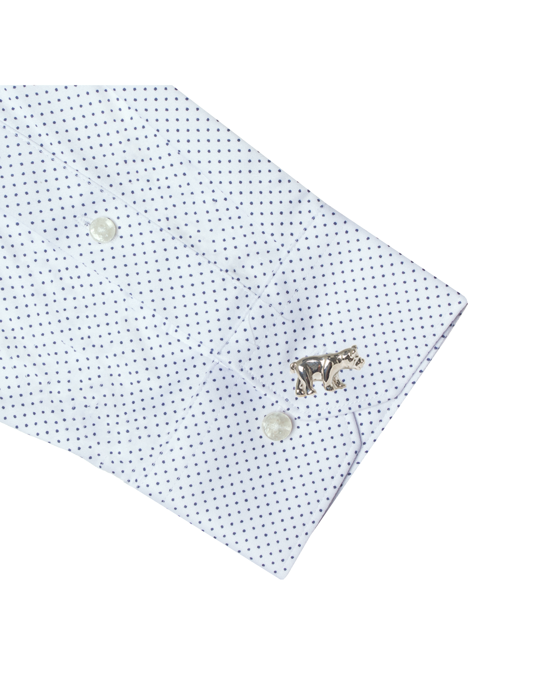 Navy Blue Polka Dots Print Eco-ol Bamboo Modern Fit Shirt