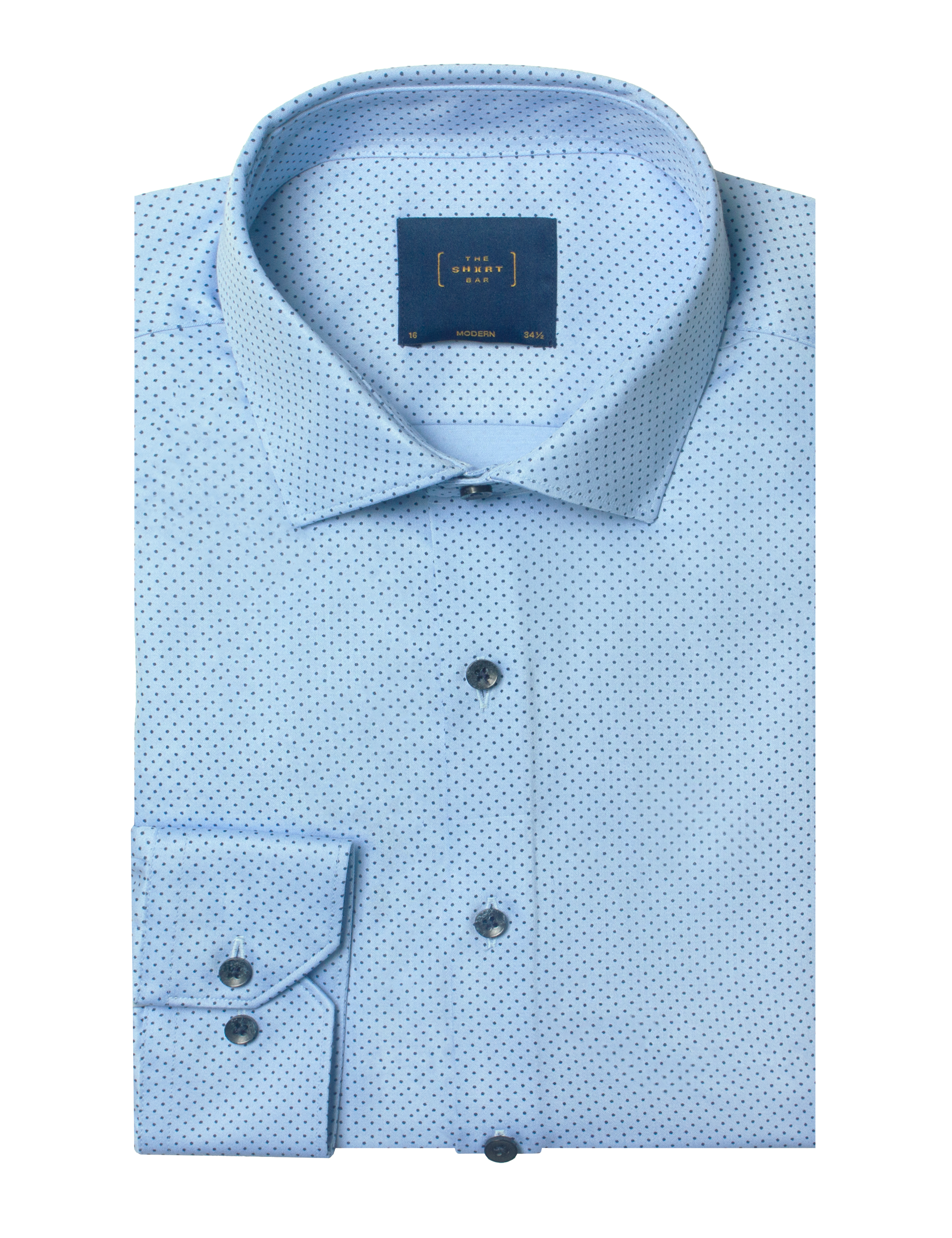 Navy Blue Polka Dots Print Eco-ol Bamboo Modern Fit Shirt