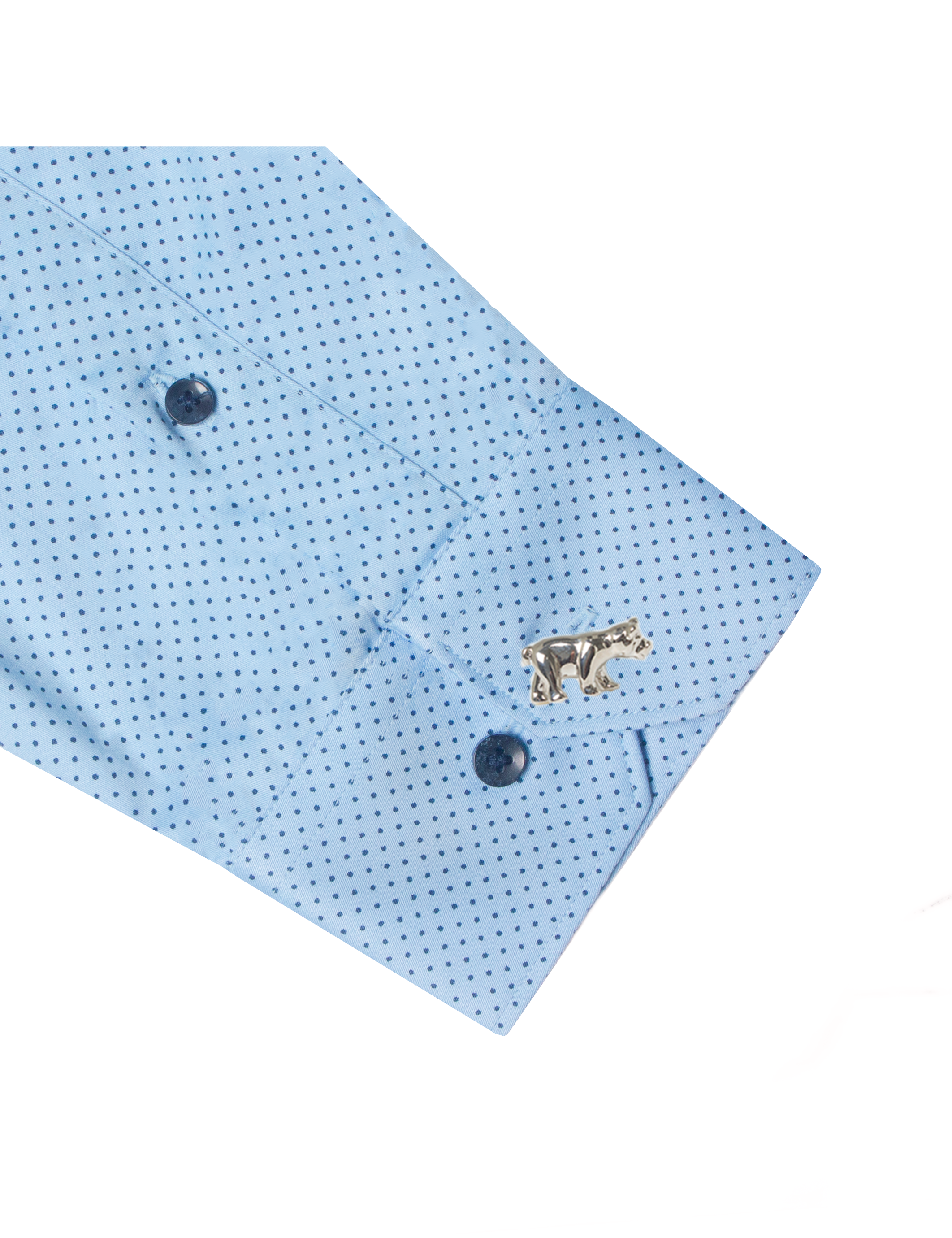 Navy Blue Polka Dots Print Eco-ol Bamboo Modern Fit Shirt