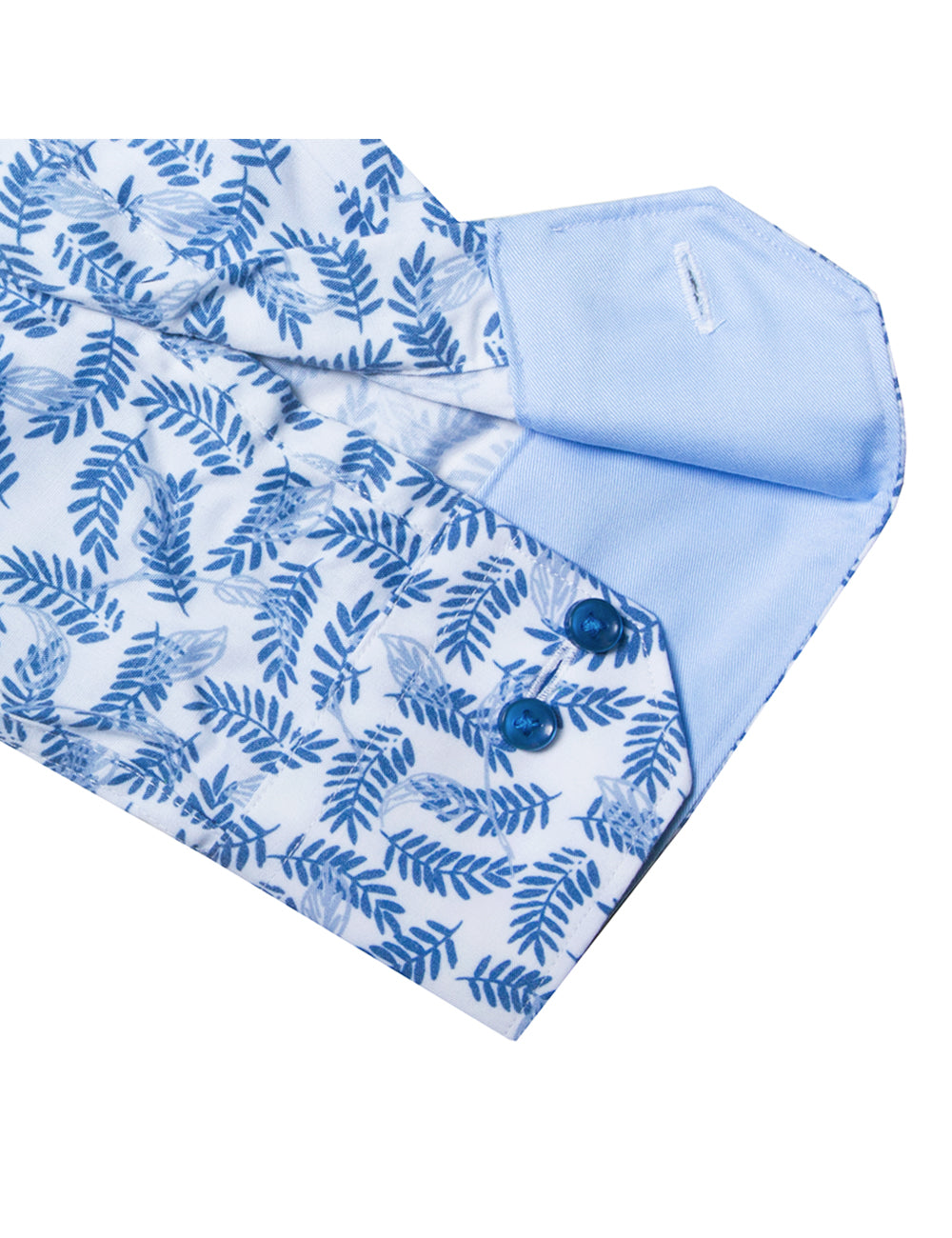 Blue Leaf Print Eco-ol Bamboo Stretch Modern Fit Shirt