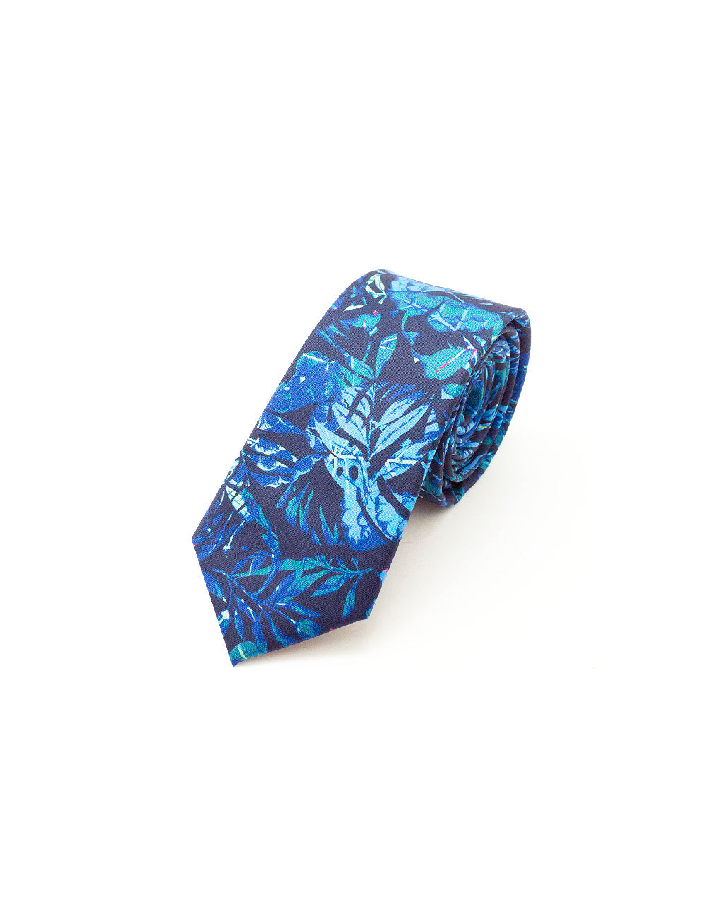 Navy Tropical Printed Necktie