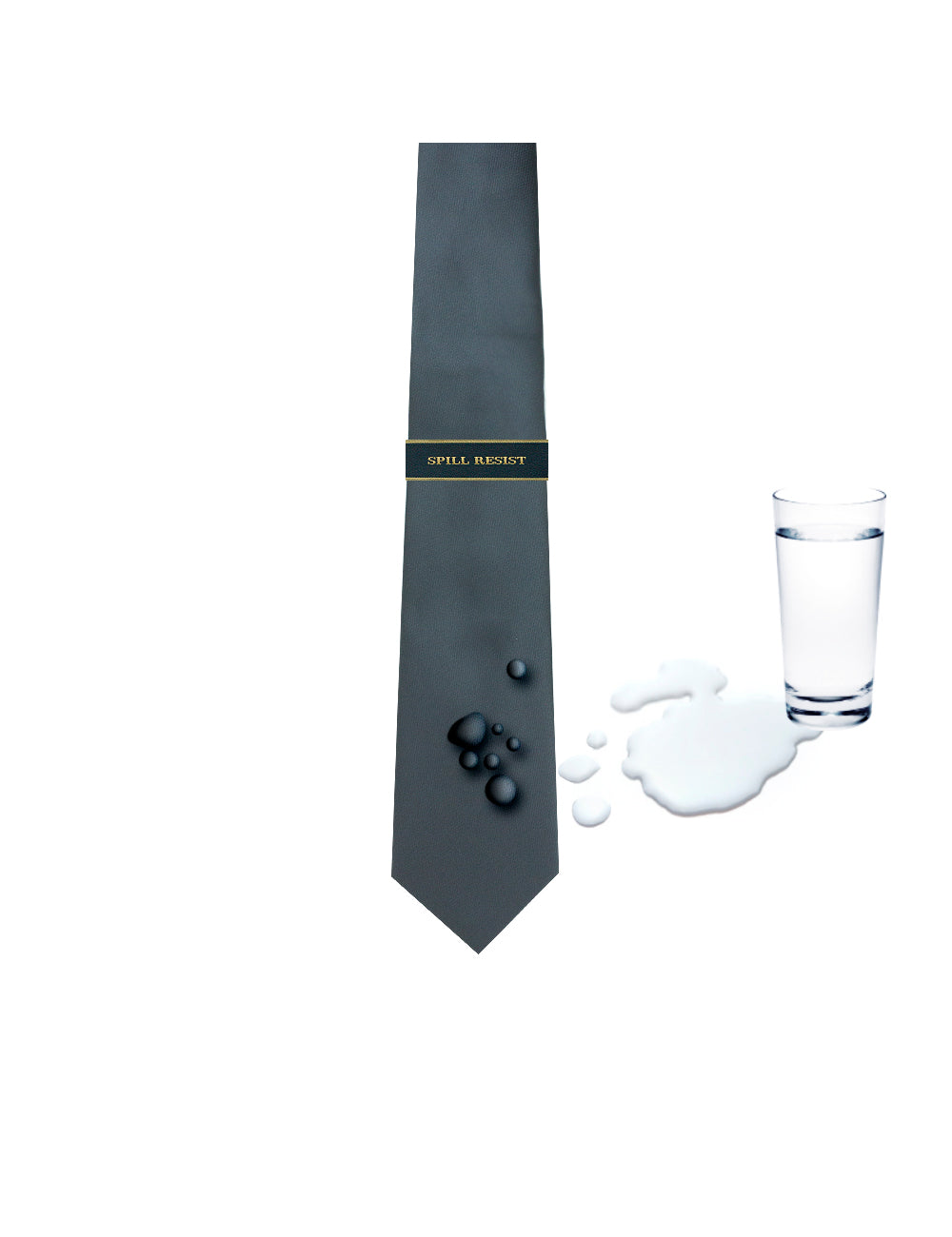 Solid Ash Black Spill Resist Woven Necktie