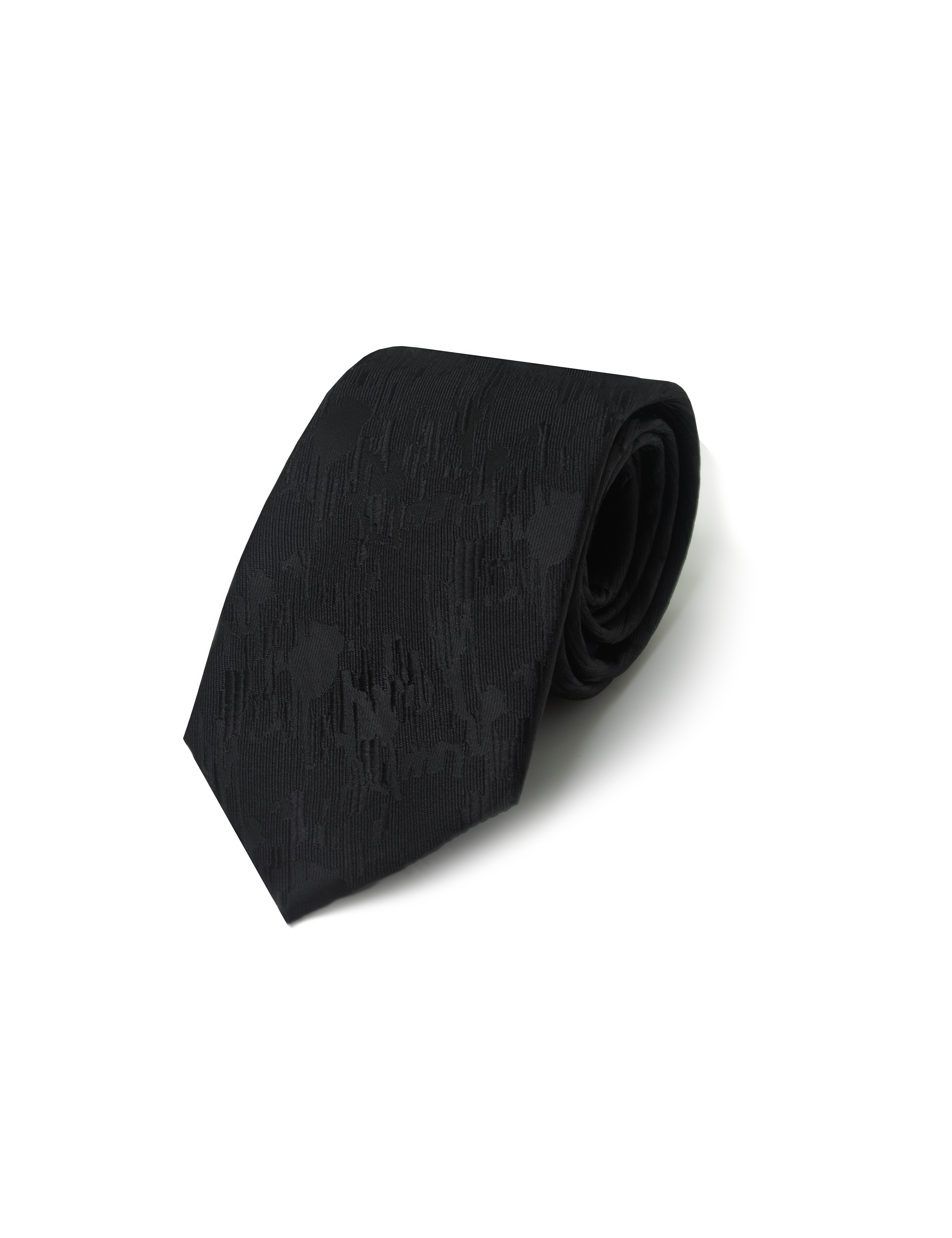 Black Pattern Spill Resist Woven Necktie