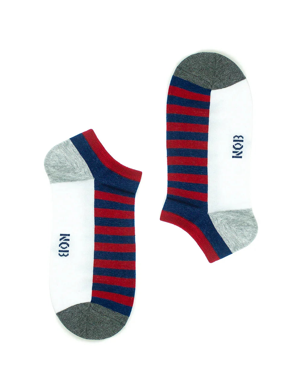 Navy & Red Sailor Stripes Ankle Antimicrobial Socks