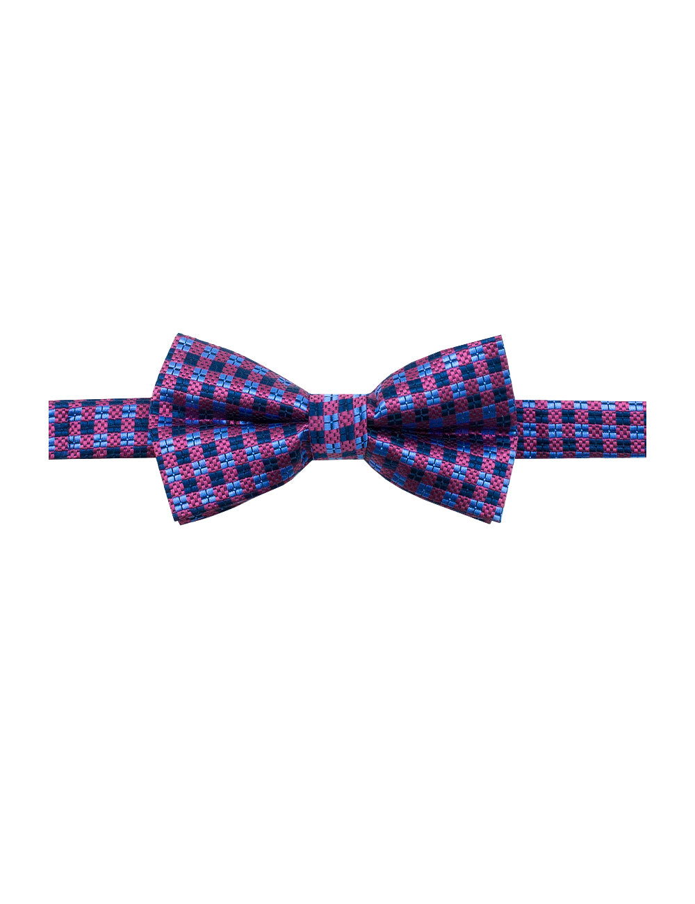 Navy and Pink Checks Woven Bowtie