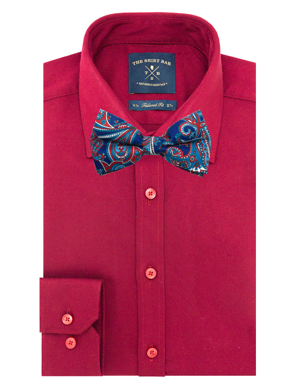 Navy with Red Paisley Print Woven Bowtie