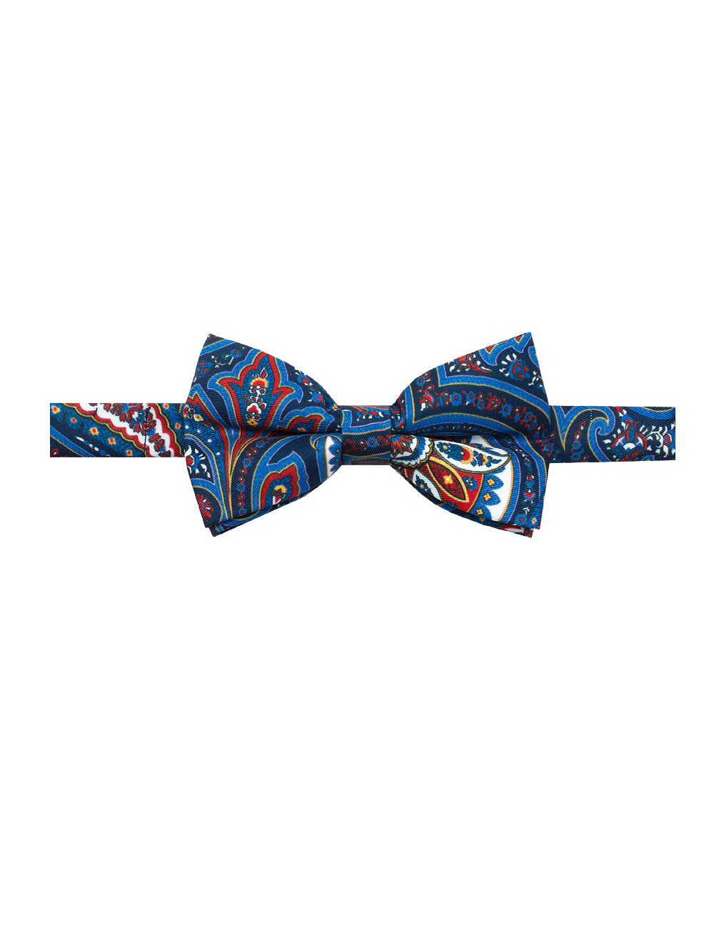 Navy Blue with Red and White Paisley Print Woven Bowtie — The Shirt Bar