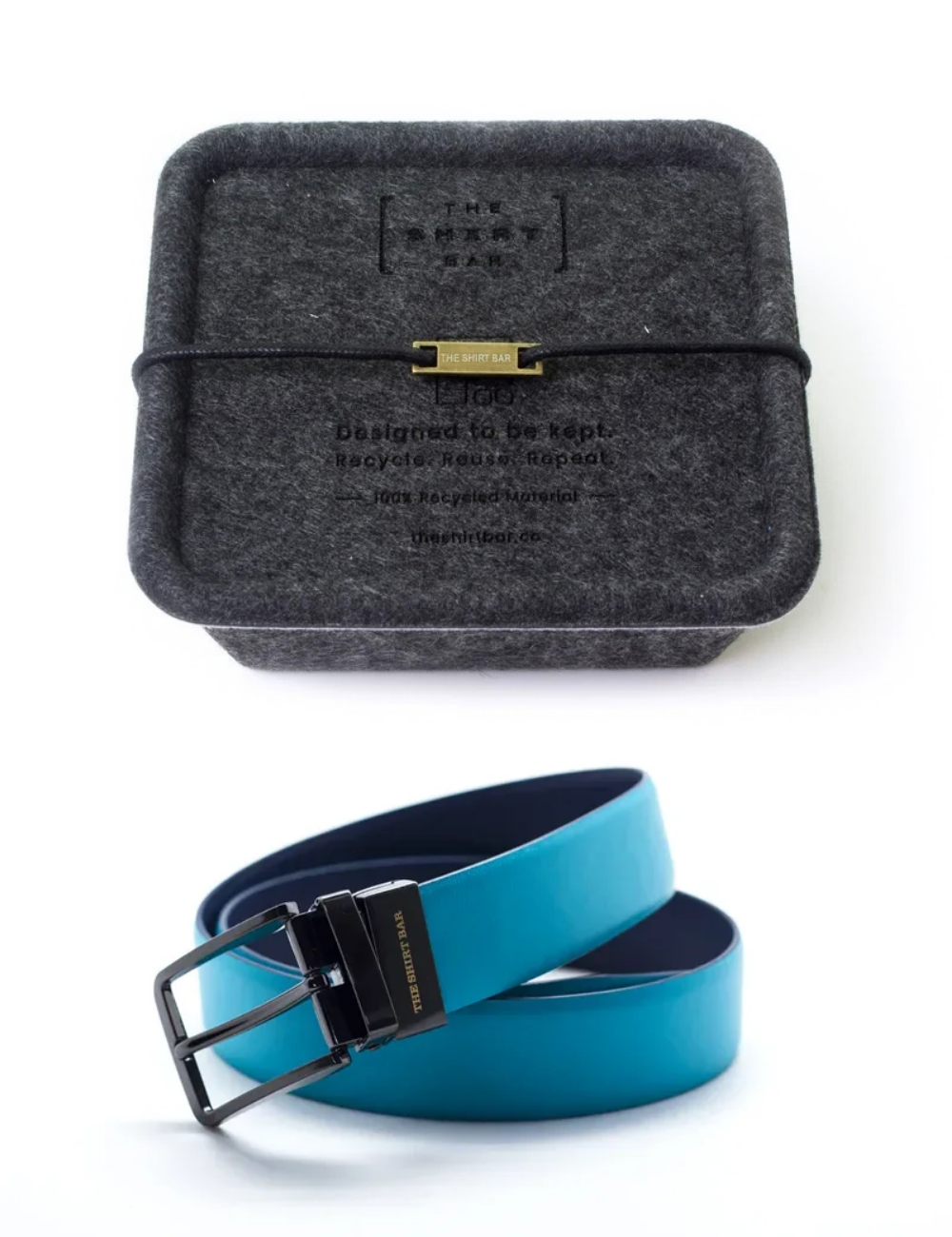Turquoise / Navy Reversible Leather Belt