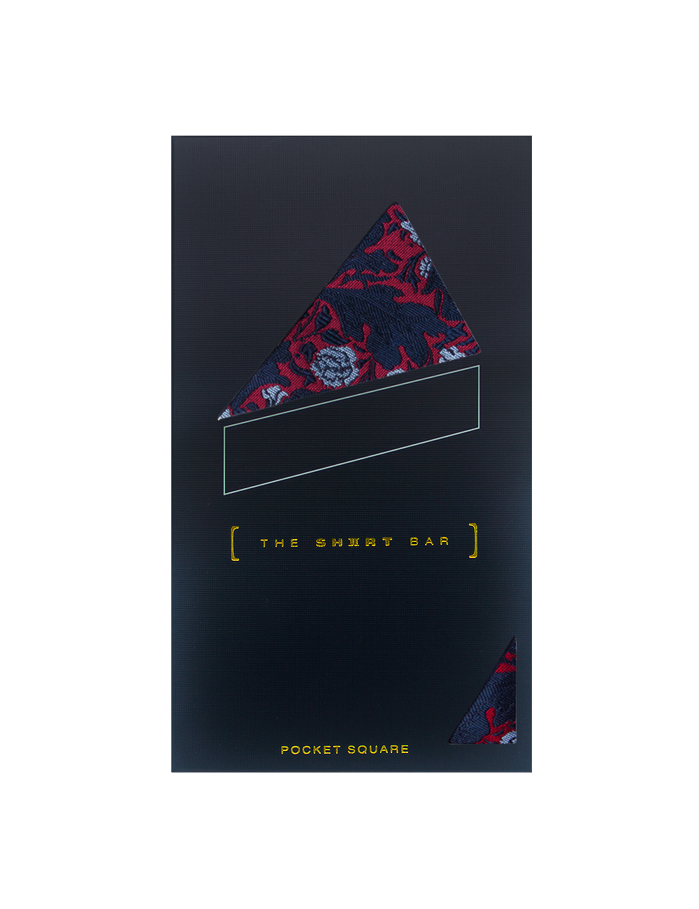 Red with Navy Blue Floral Pattern Woven Pocket Square