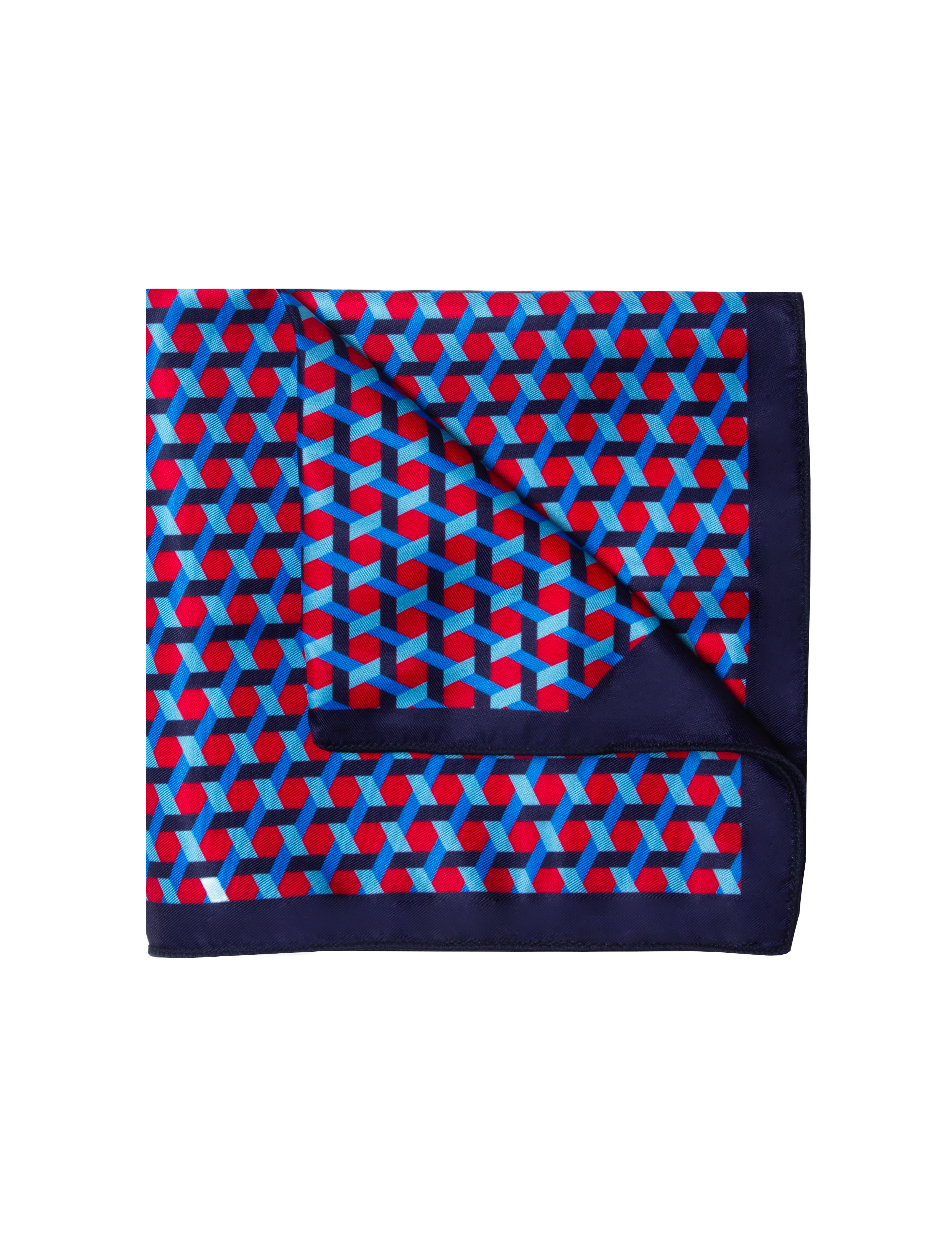 Navy Blue Print Pocket Square
