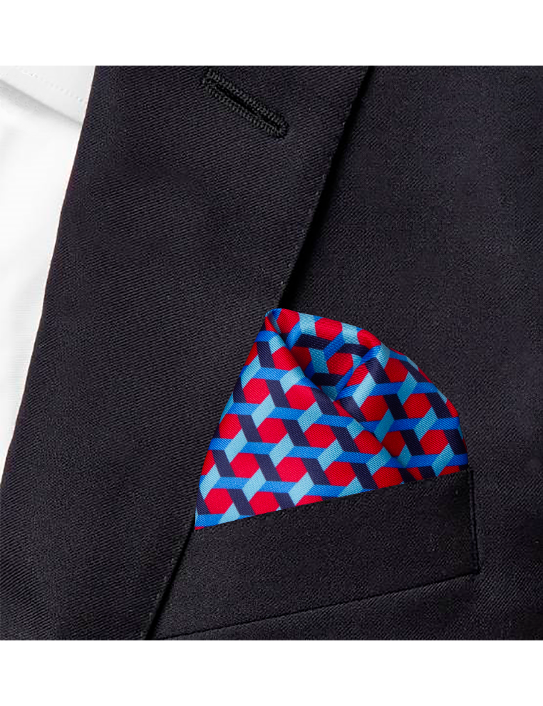 Navy Blue Print Pocket Square
