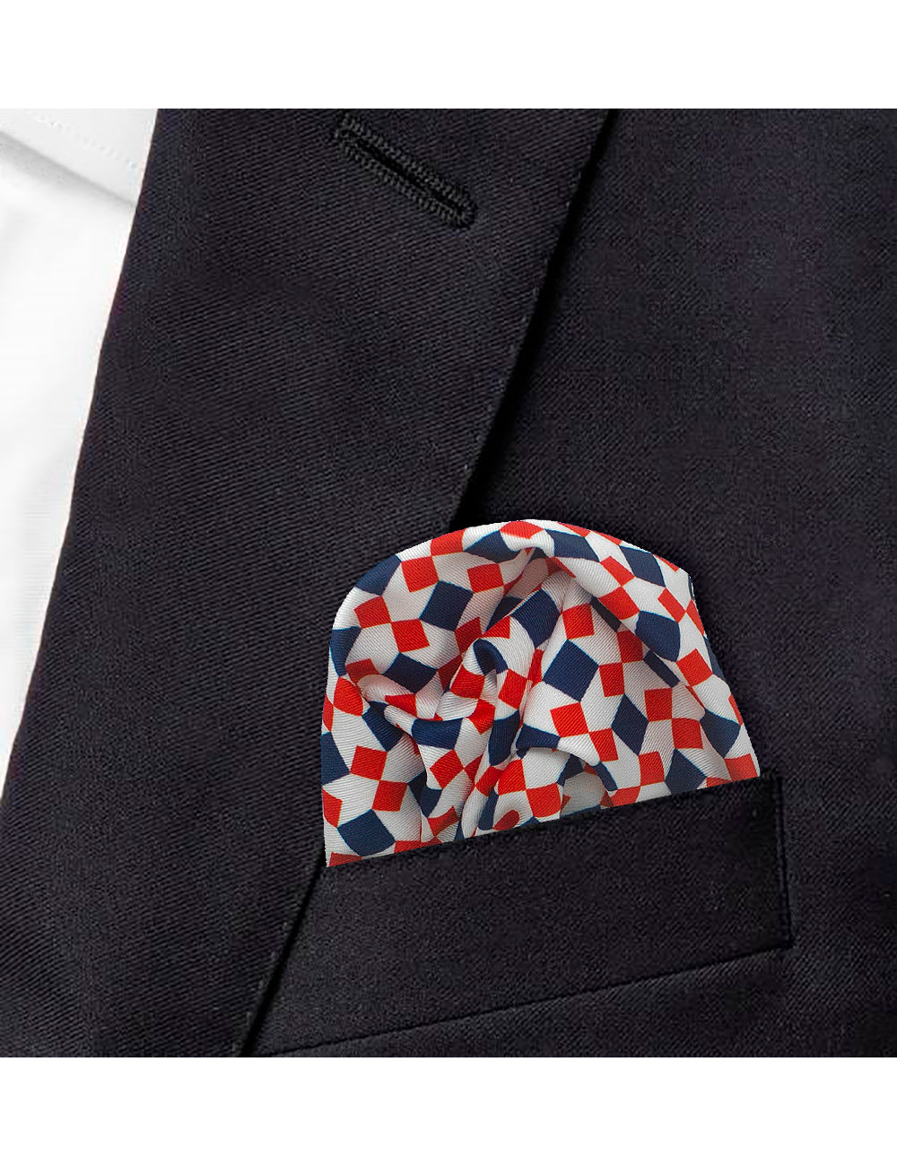 Orange Geometric Print Woven Pocket Square