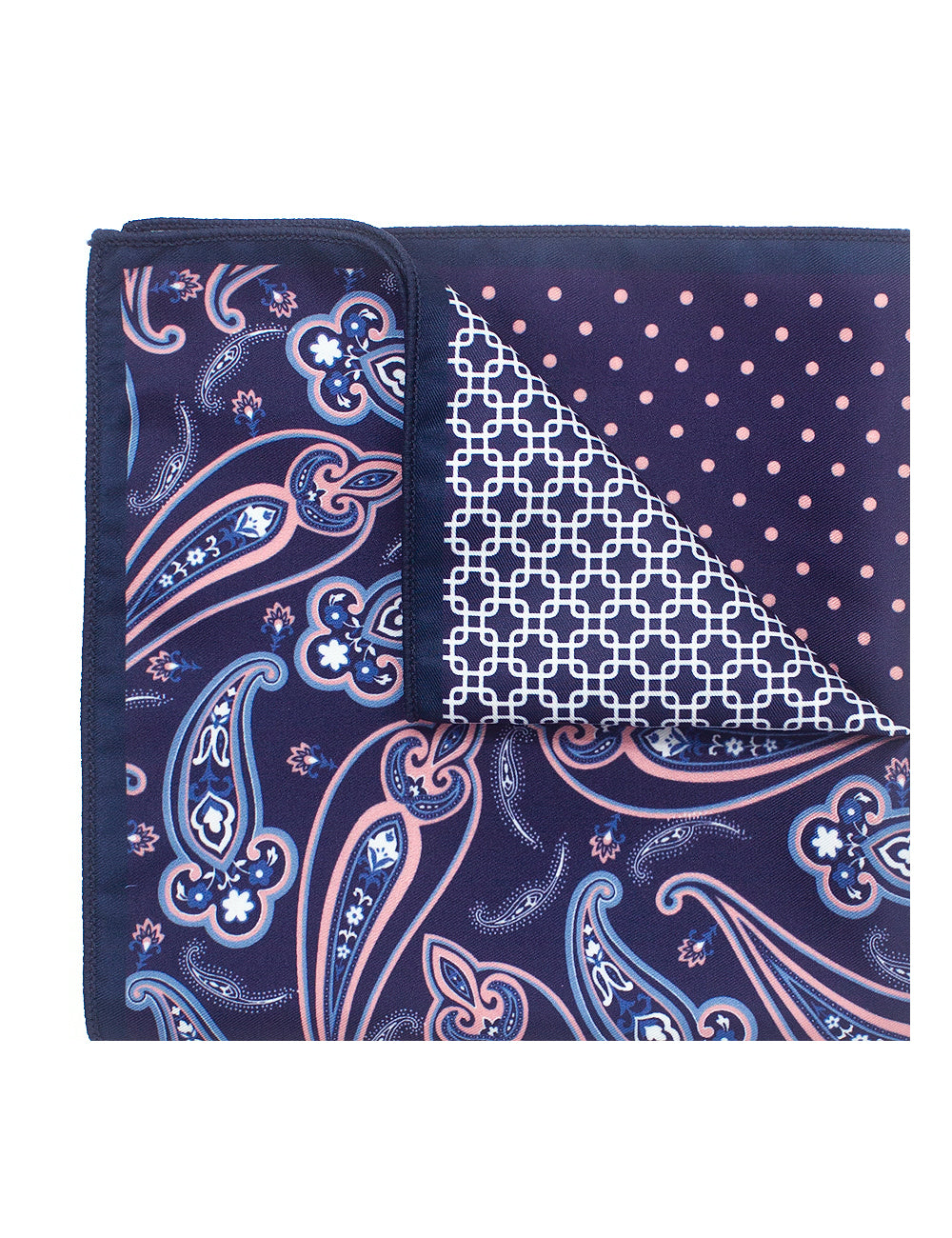 4-in-1 Navy Blue and Pink Print Woven Pocket Square — The Shirt Bar