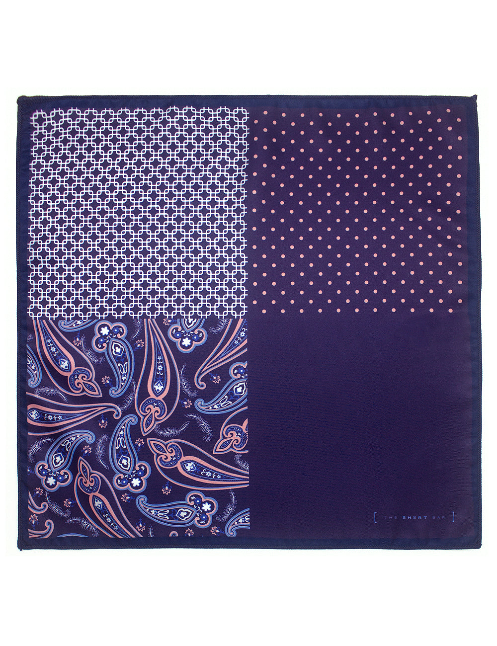4-in-1 Navy Blue and Pink Print Woven Pocket Square — The Shirt Bar