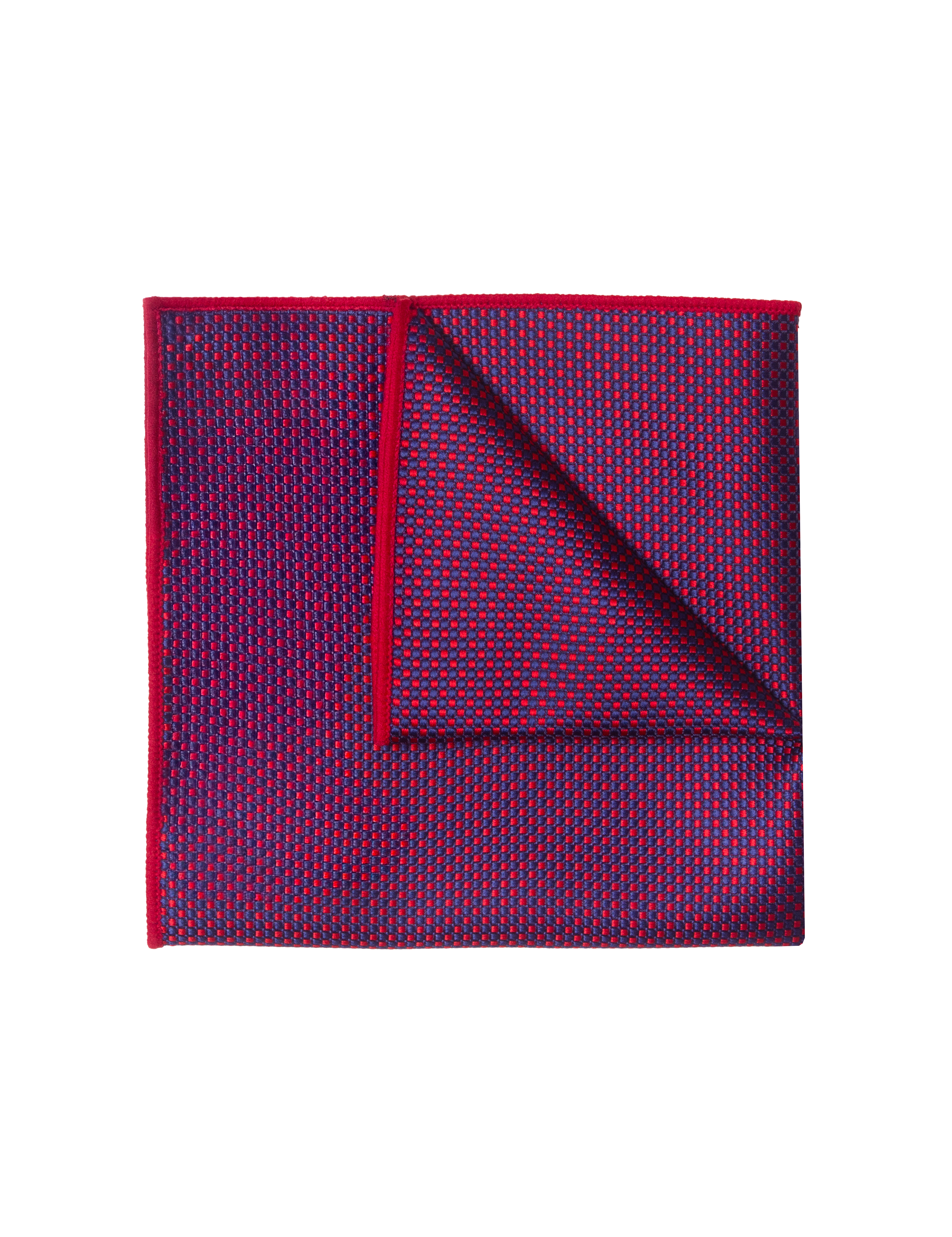 Red and Navy Blue Pattern Woven Pocket Square