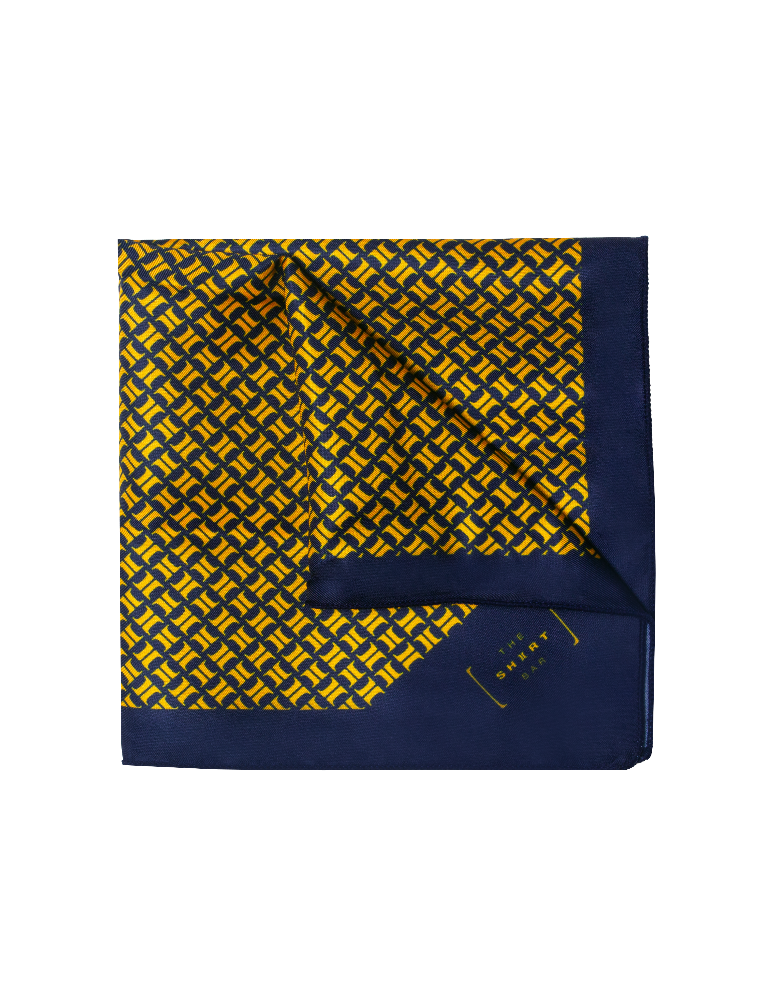 Navy Blue THE SHIRT BAR Logo Print Pocket Square