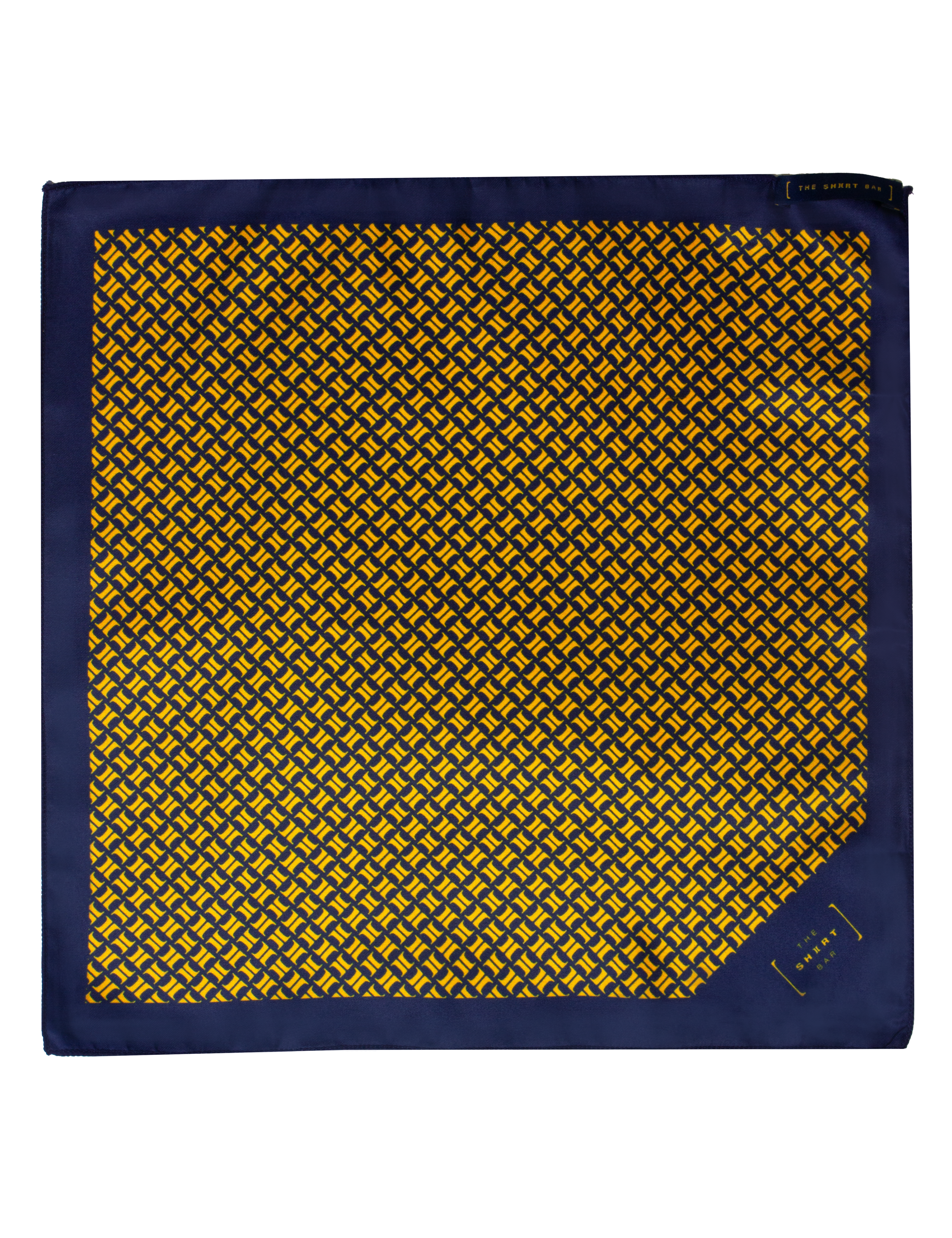 Navy Blue THE SHIRT BAR Logo Print Pocket Square