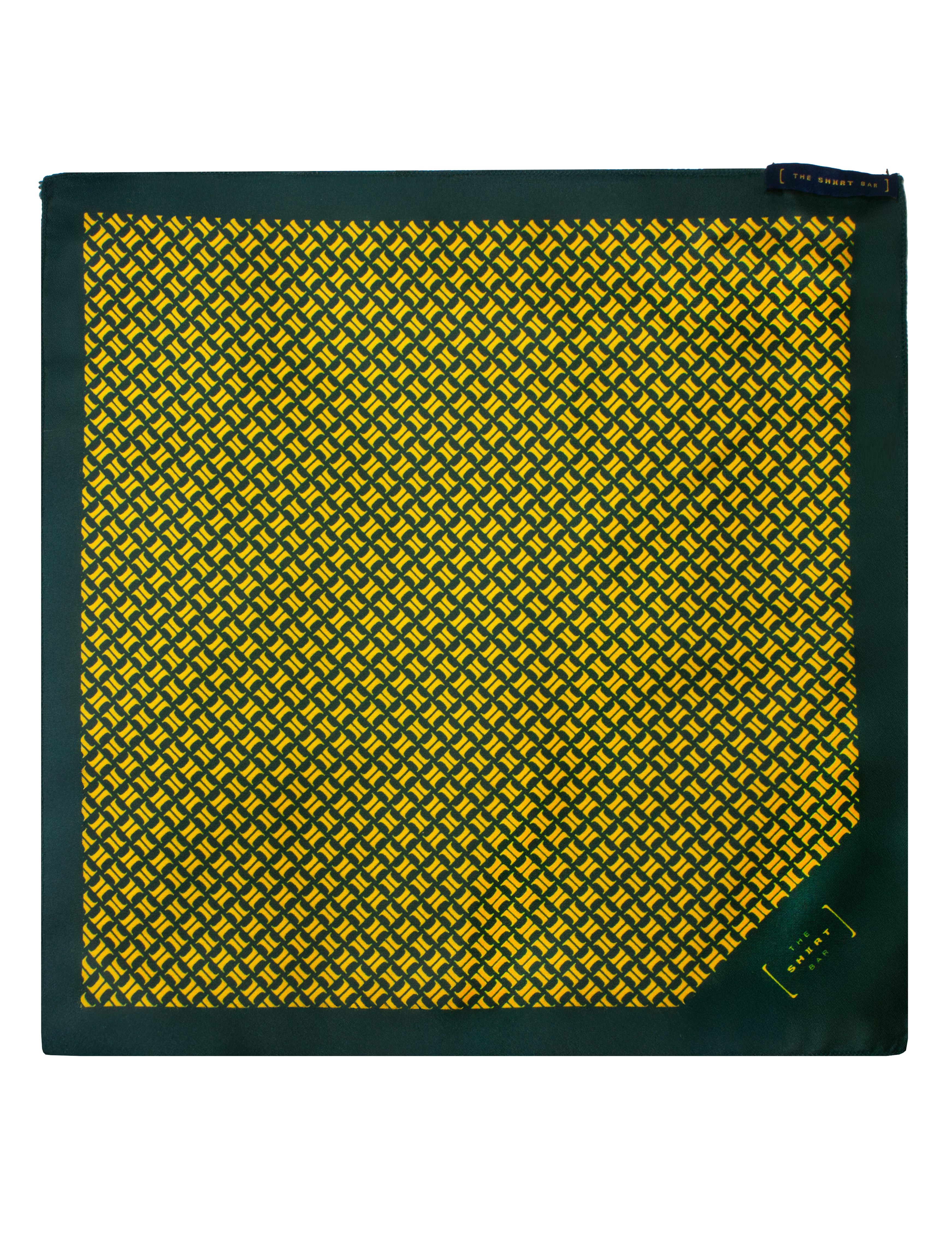 Green THE SHIRT BAR Logo Print Pocket Square — The Shirt Bar