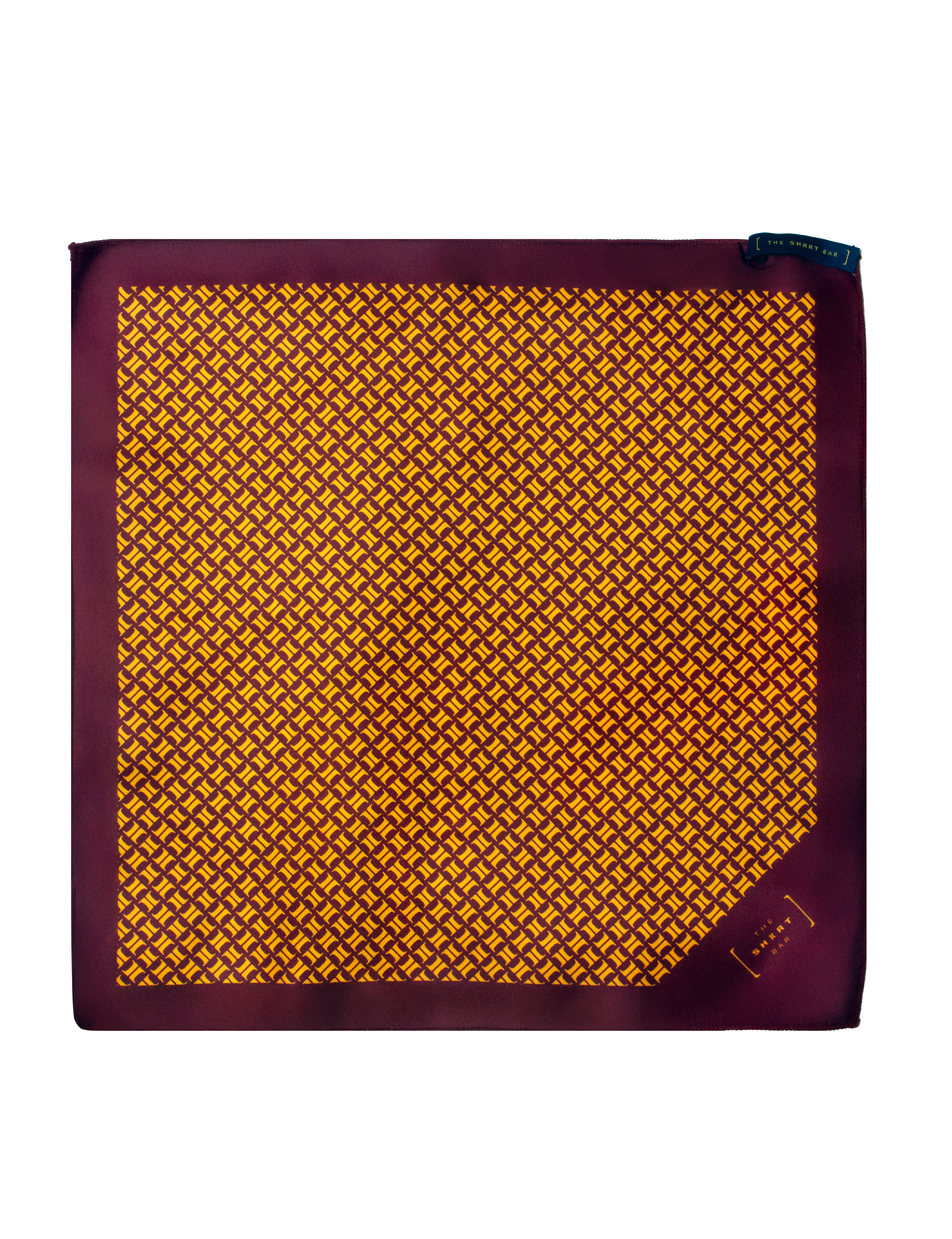 Maroon THE SHIRT BAR Logo Print Pocket Square — The Shirt Bar