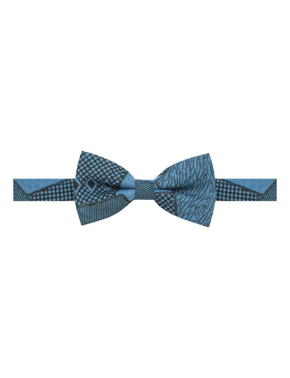 Petrol Blue with Black Print Woven Bowtie