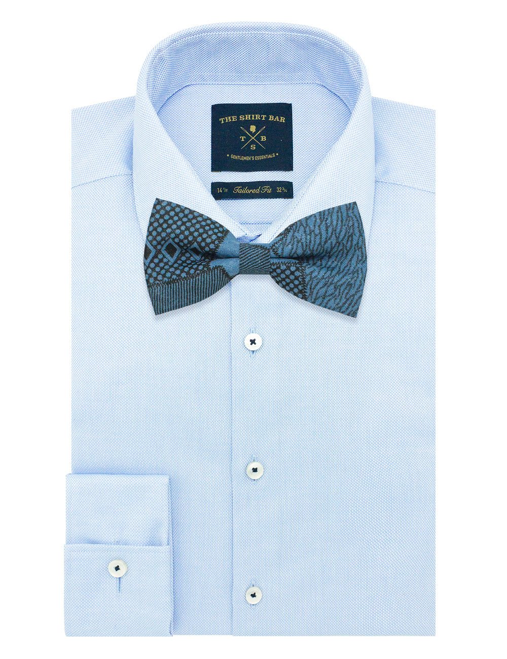 Petrol Blue with Black Print Woven Bowtie