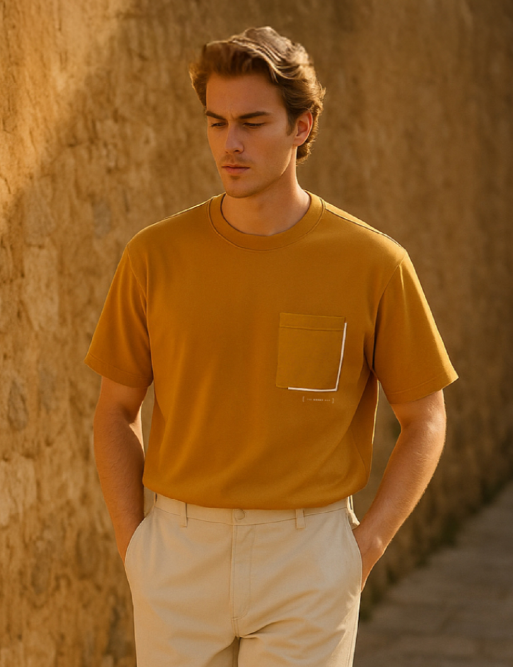 Tencel Border Pocket Oversized T-shirt