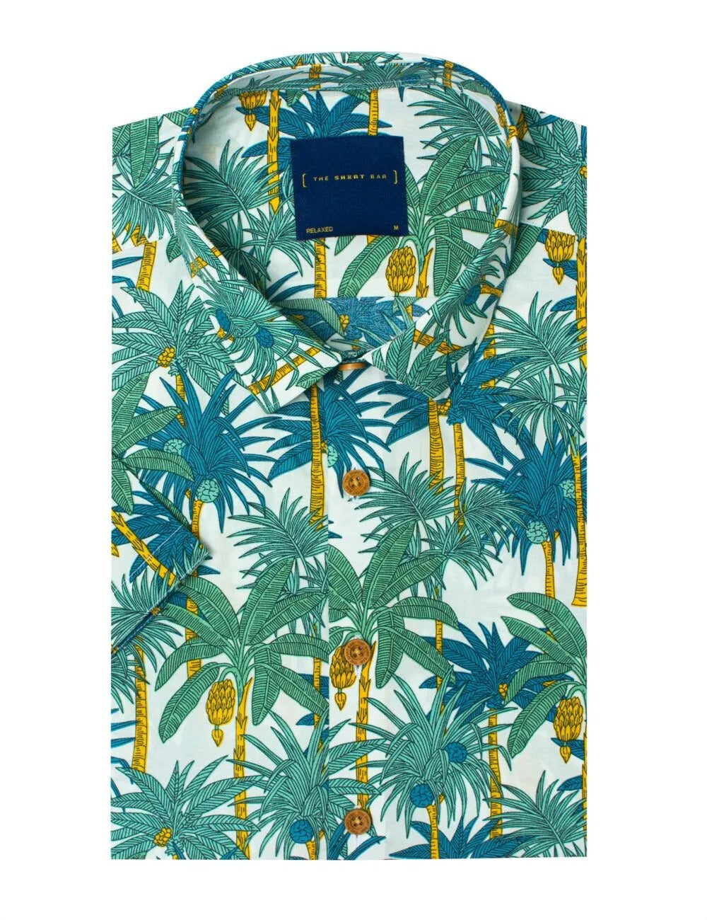 White Tropical Print Relaxed Fit Short Sleeve Shirt