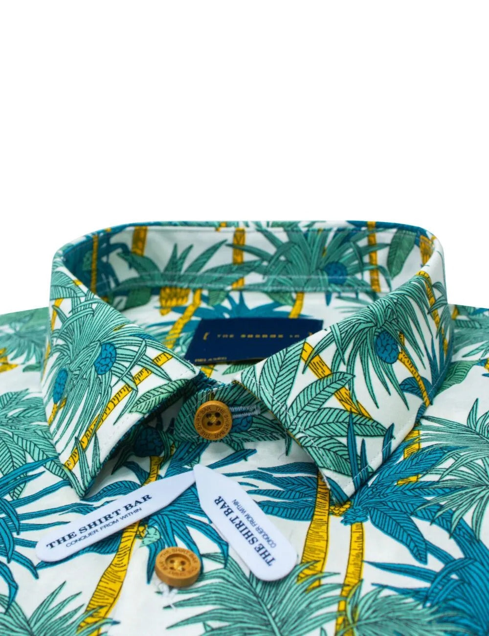 White Tropical Print Relaxed Fit Short Sleeve Shirt